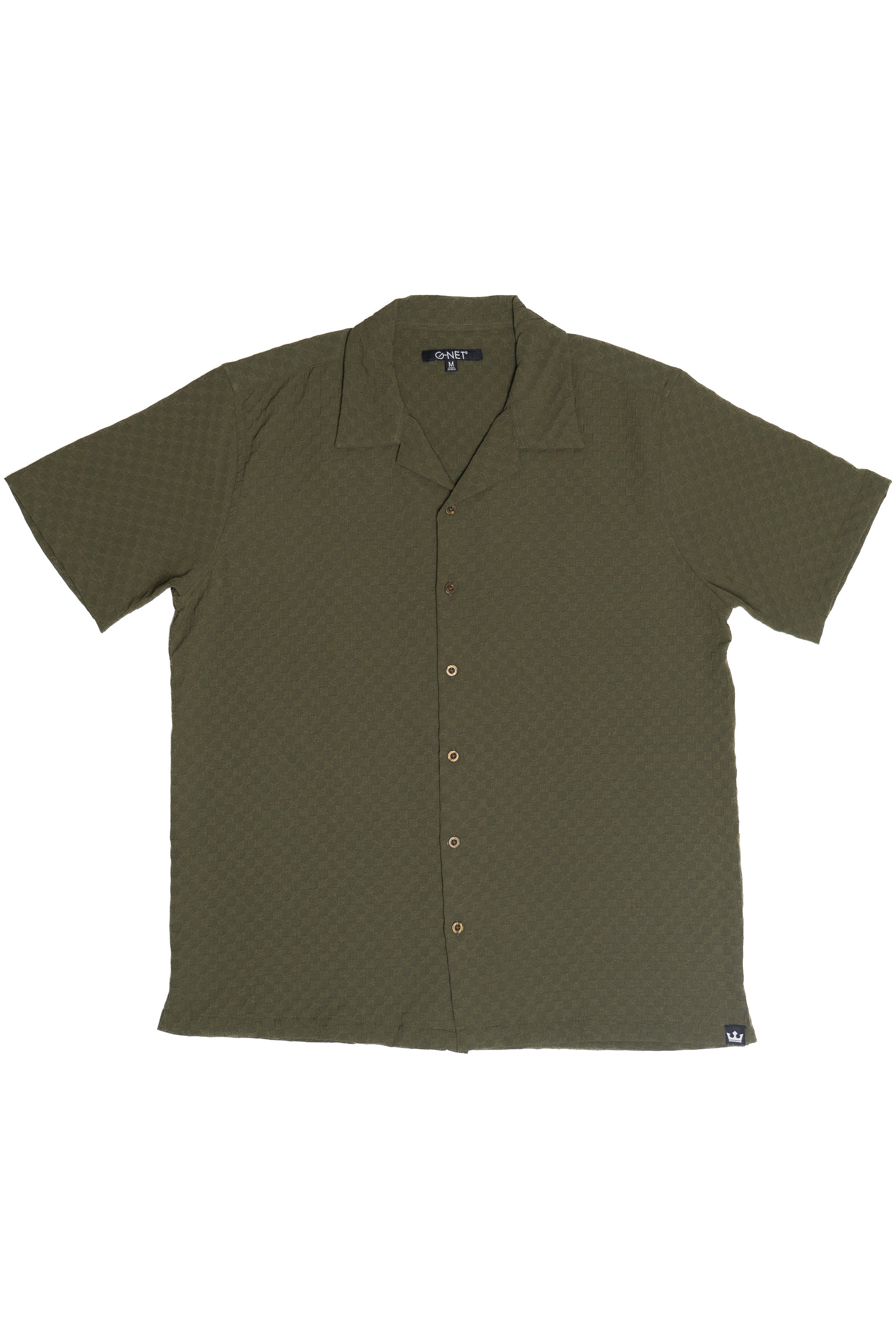 Green Embossed Grid Button Down