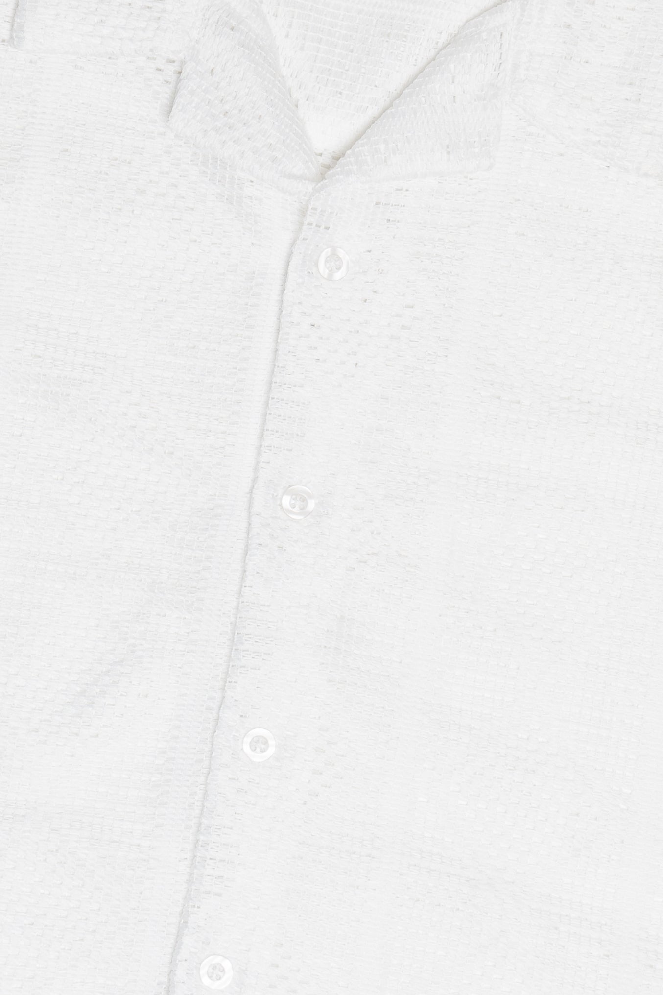 Detail Of White Diamond Open Weave Button Up Shirt