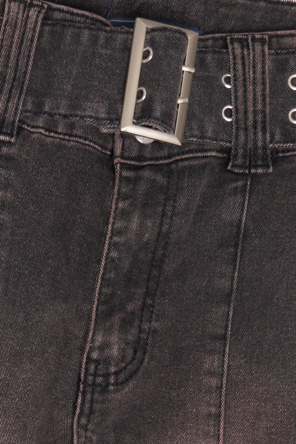 Brown Belted Flare Grunge Wash Jeans