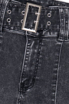 Acid Black Belted Flare Grunge Wash Jeans