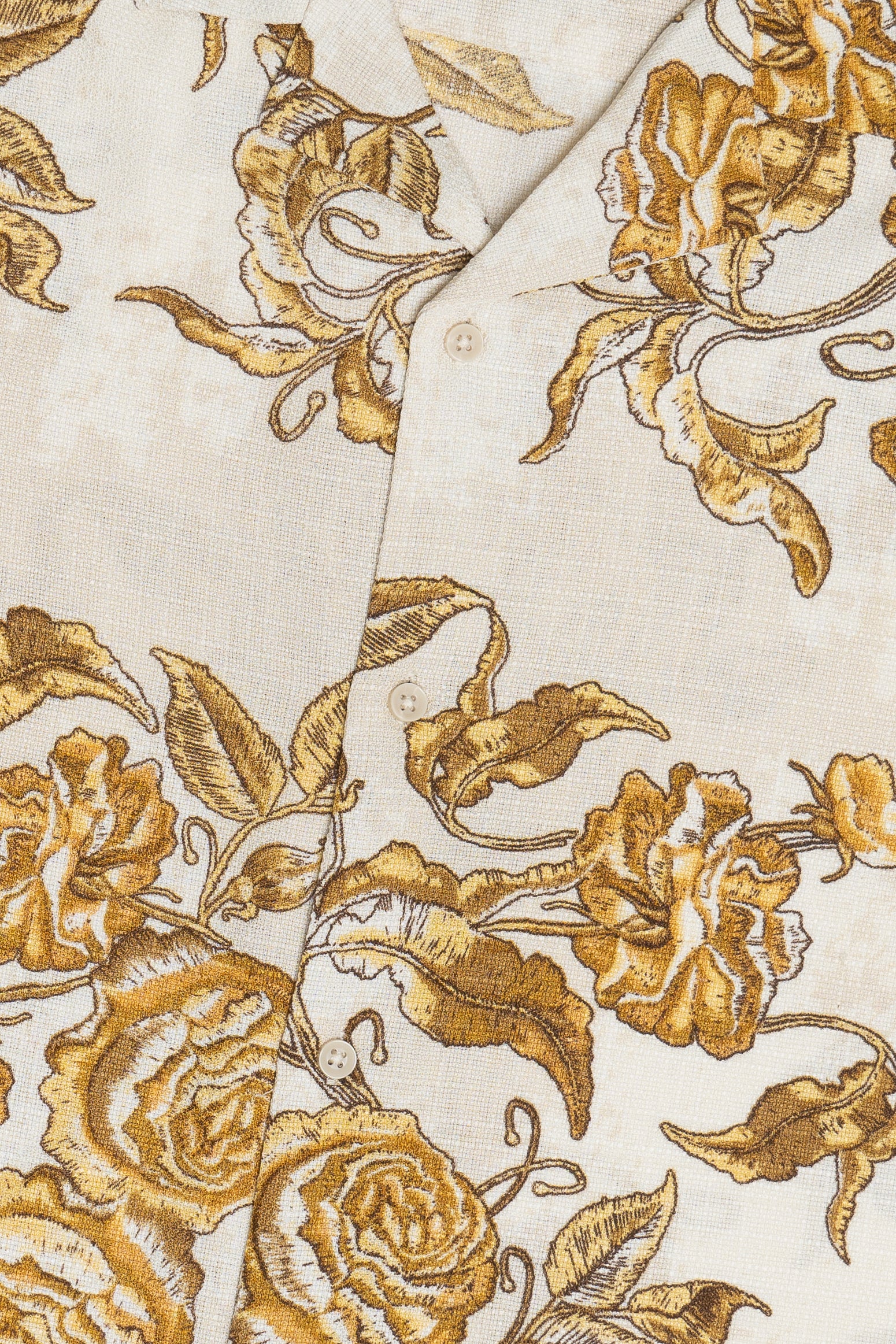Gold Roses Woven Button Up Shirt