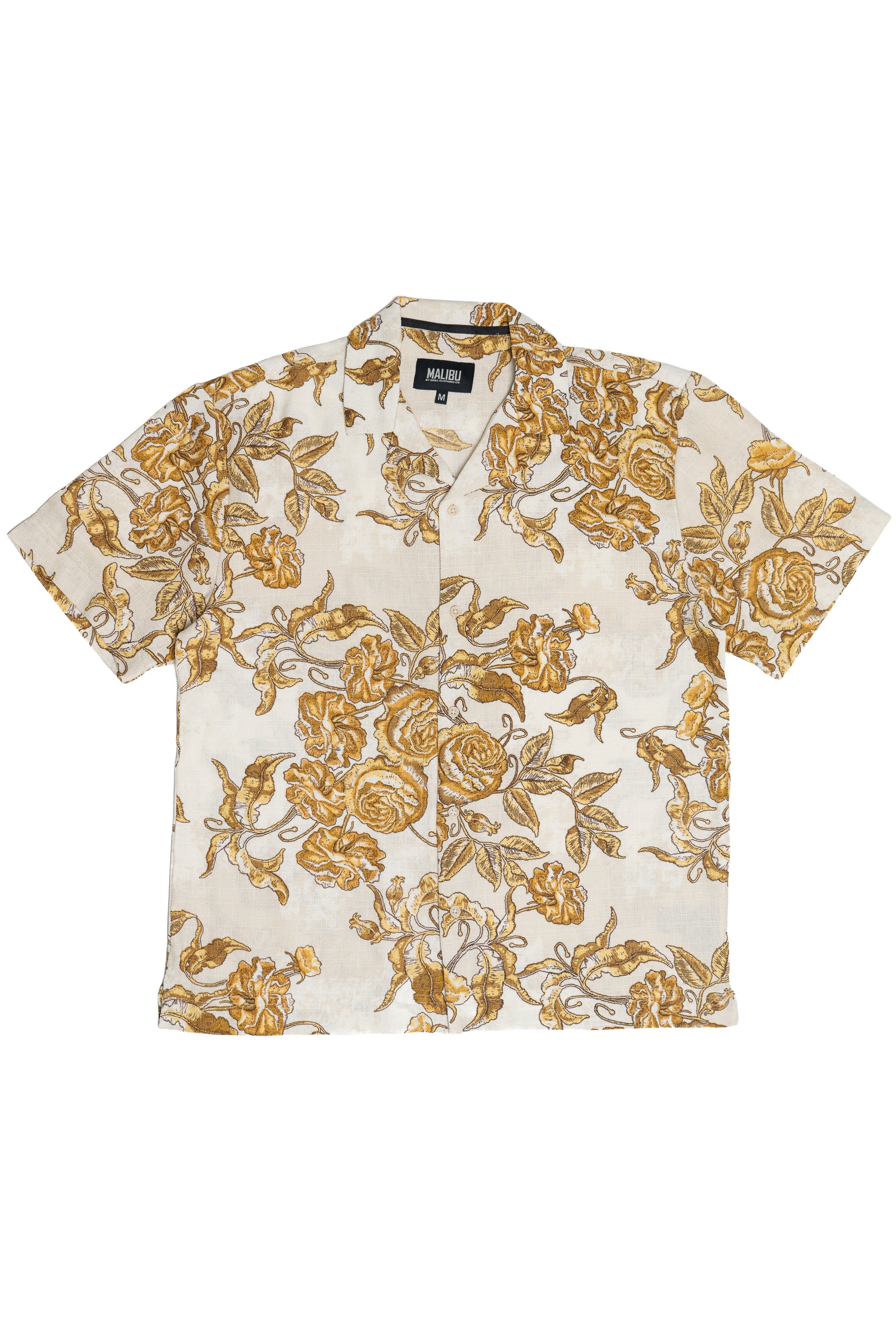 Gold Roses Woven Button Up Shirt