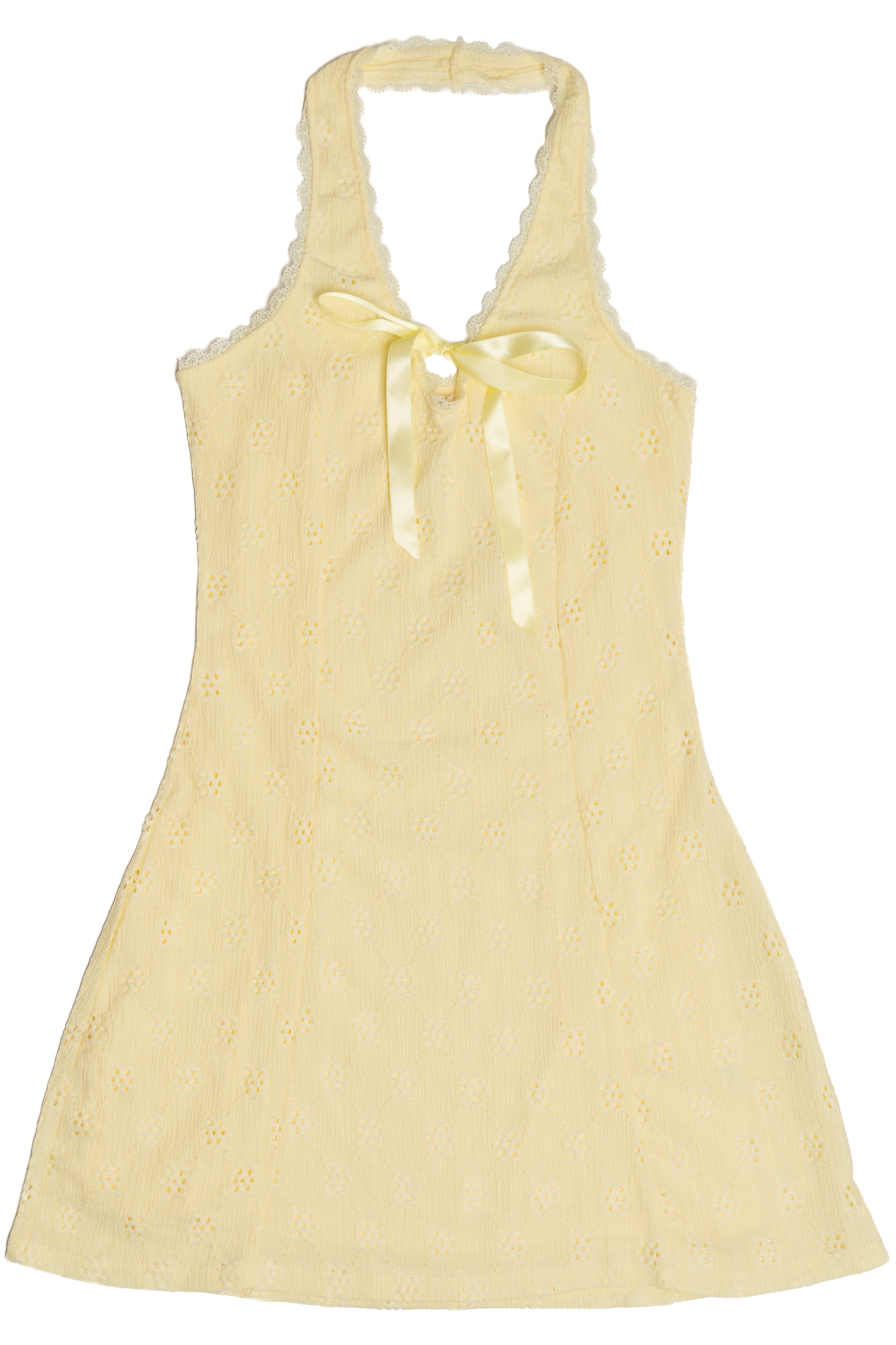 Satin Bow Halter Neck Mini Dress