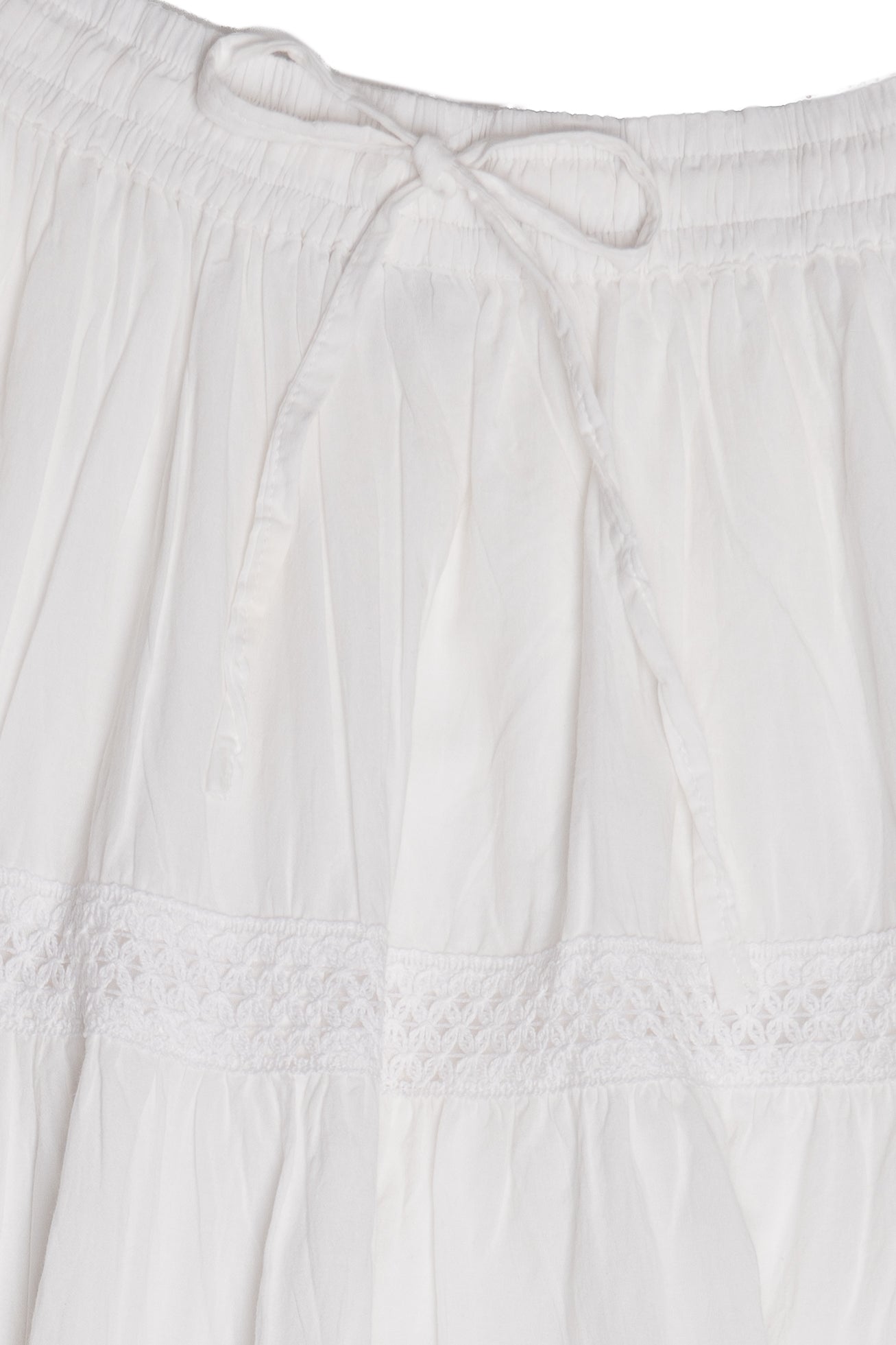 White Crochet Trim Maxi Skirt