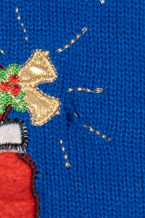 Vintage Blue Santa Fireplace Ugly Christmas Vest (2000s)