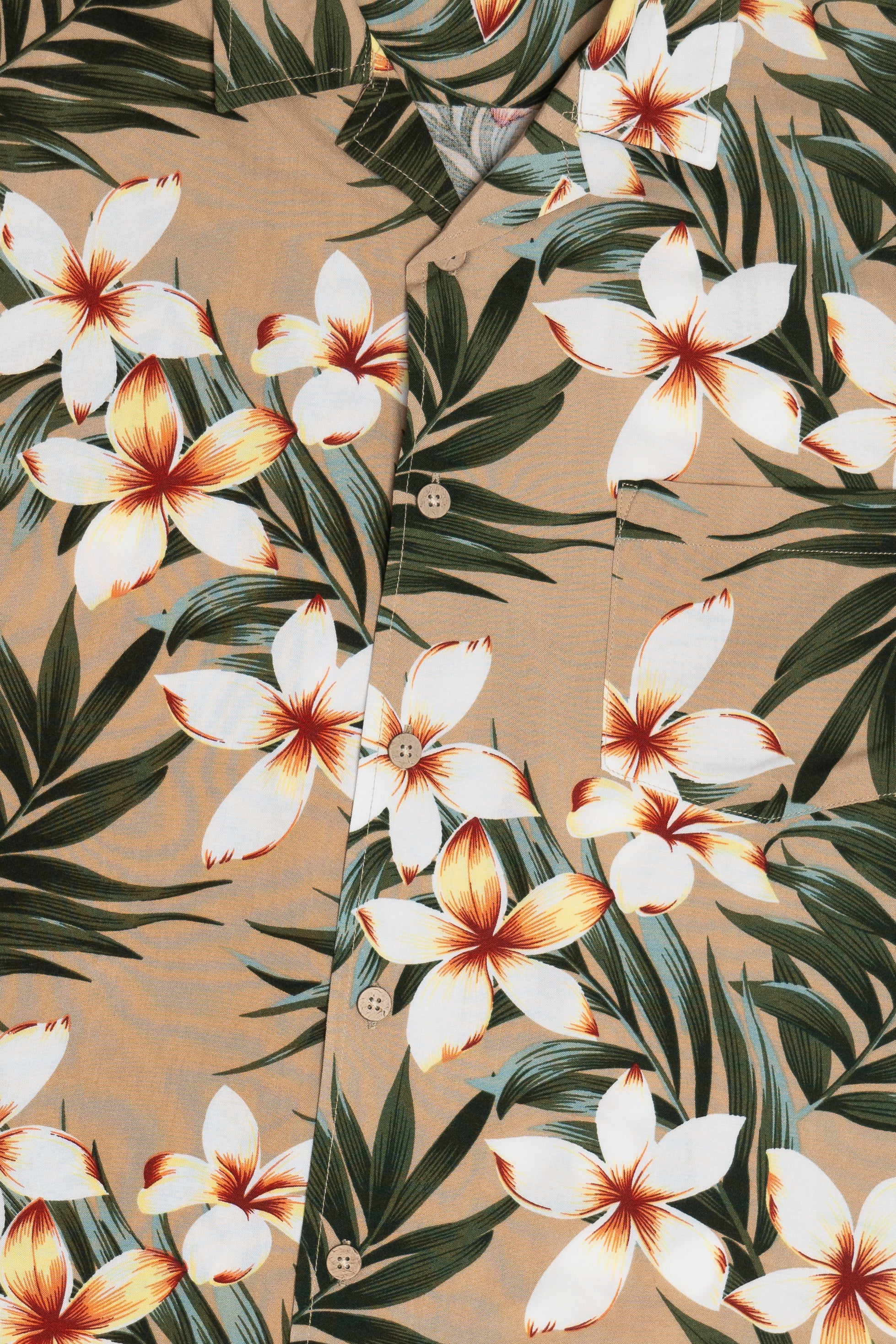 Tan Hibiscus Tropical Hawaiian Shirt