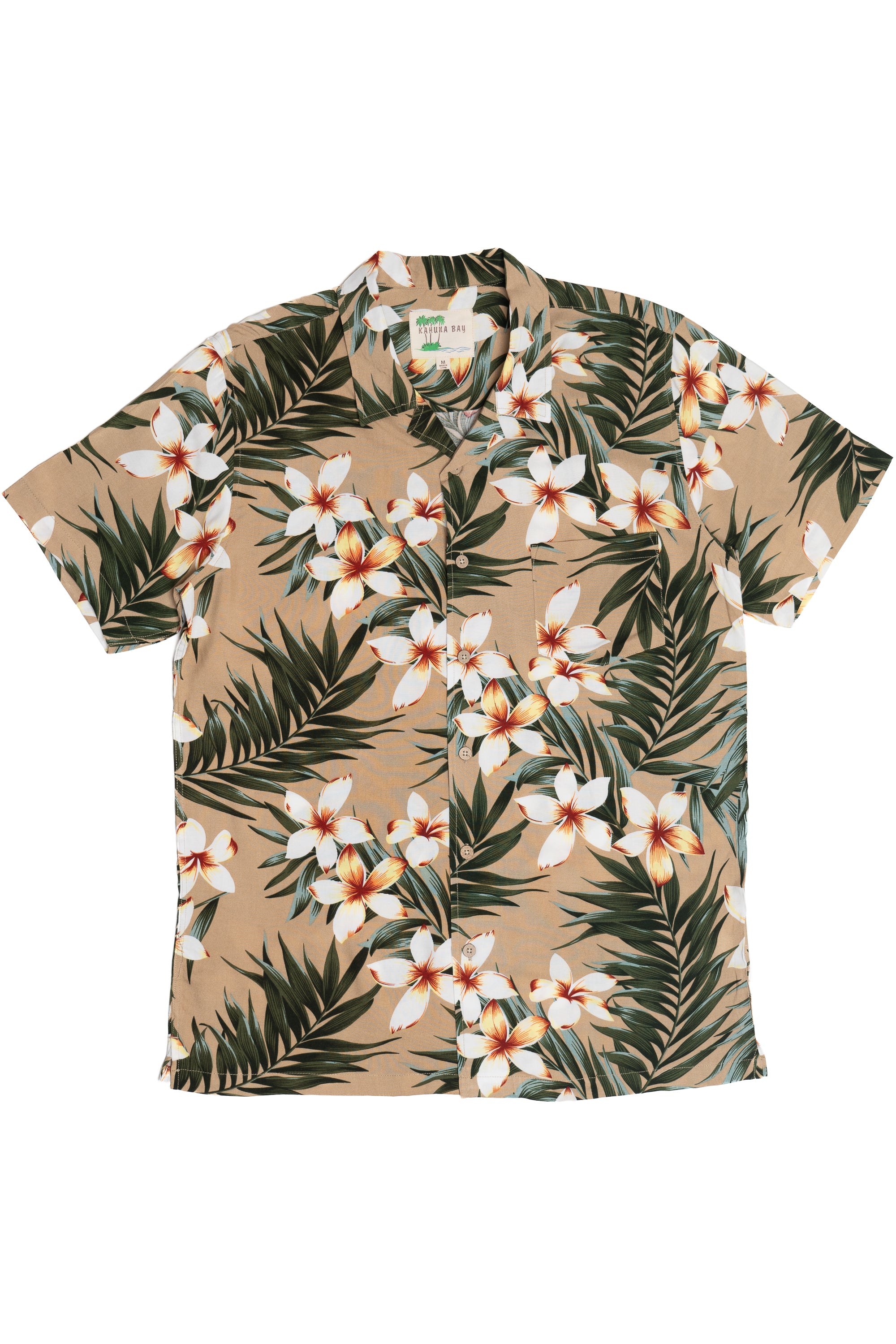 Tan Hibiscus Tropical Hawaiian Shirt