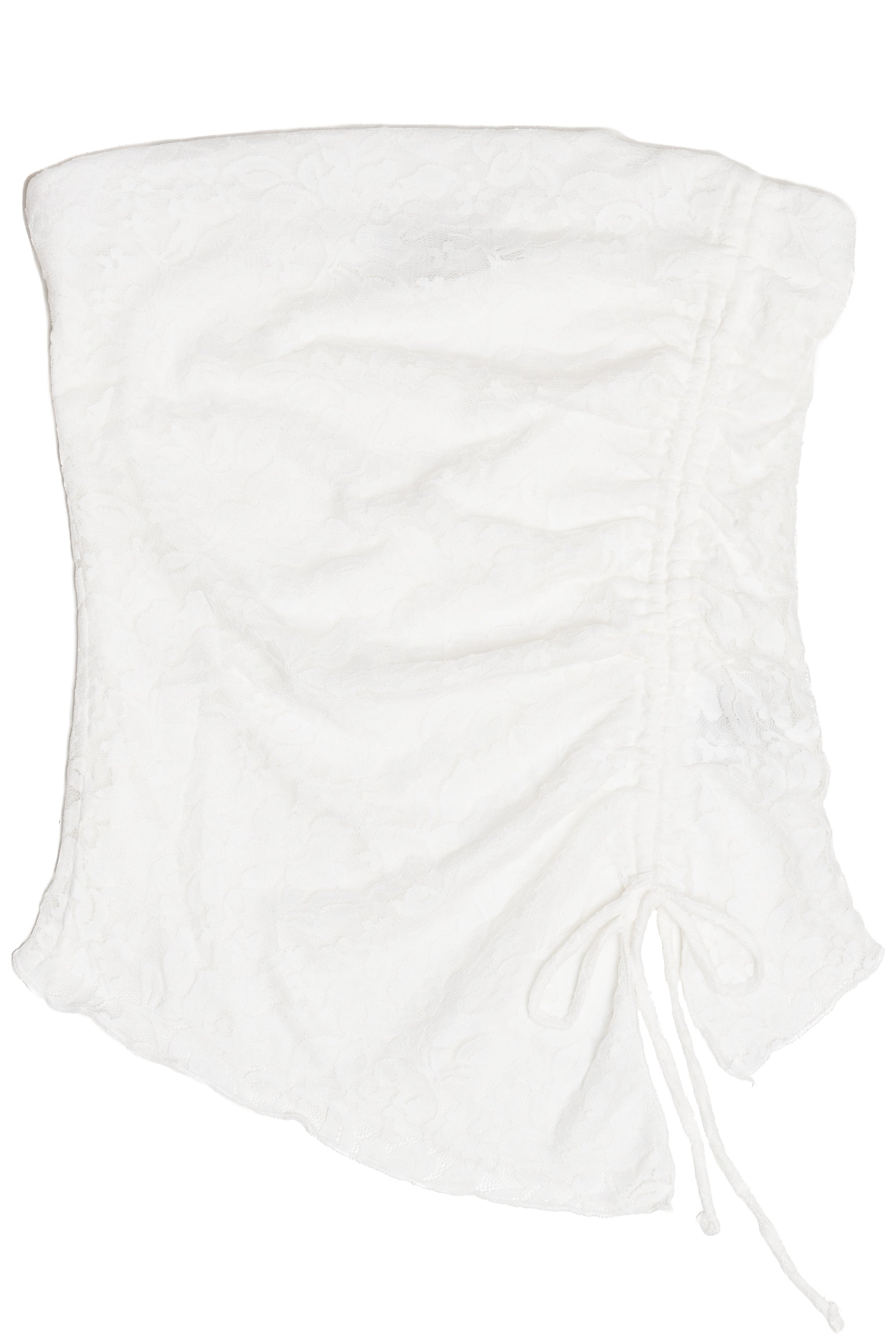 Side Ruche Lace Tube Top