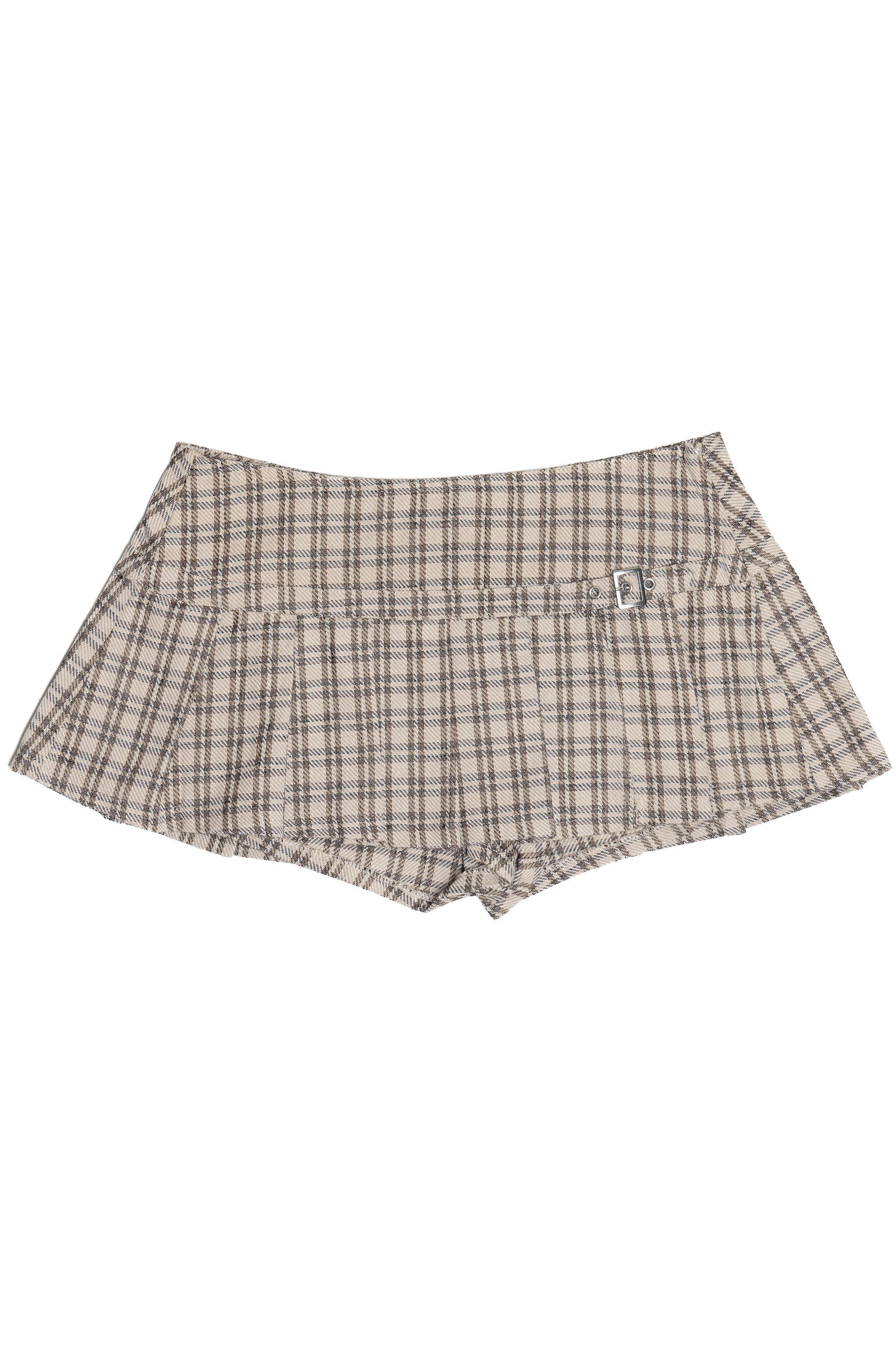 Pleated Plaid Low Rise Super Mini Skort