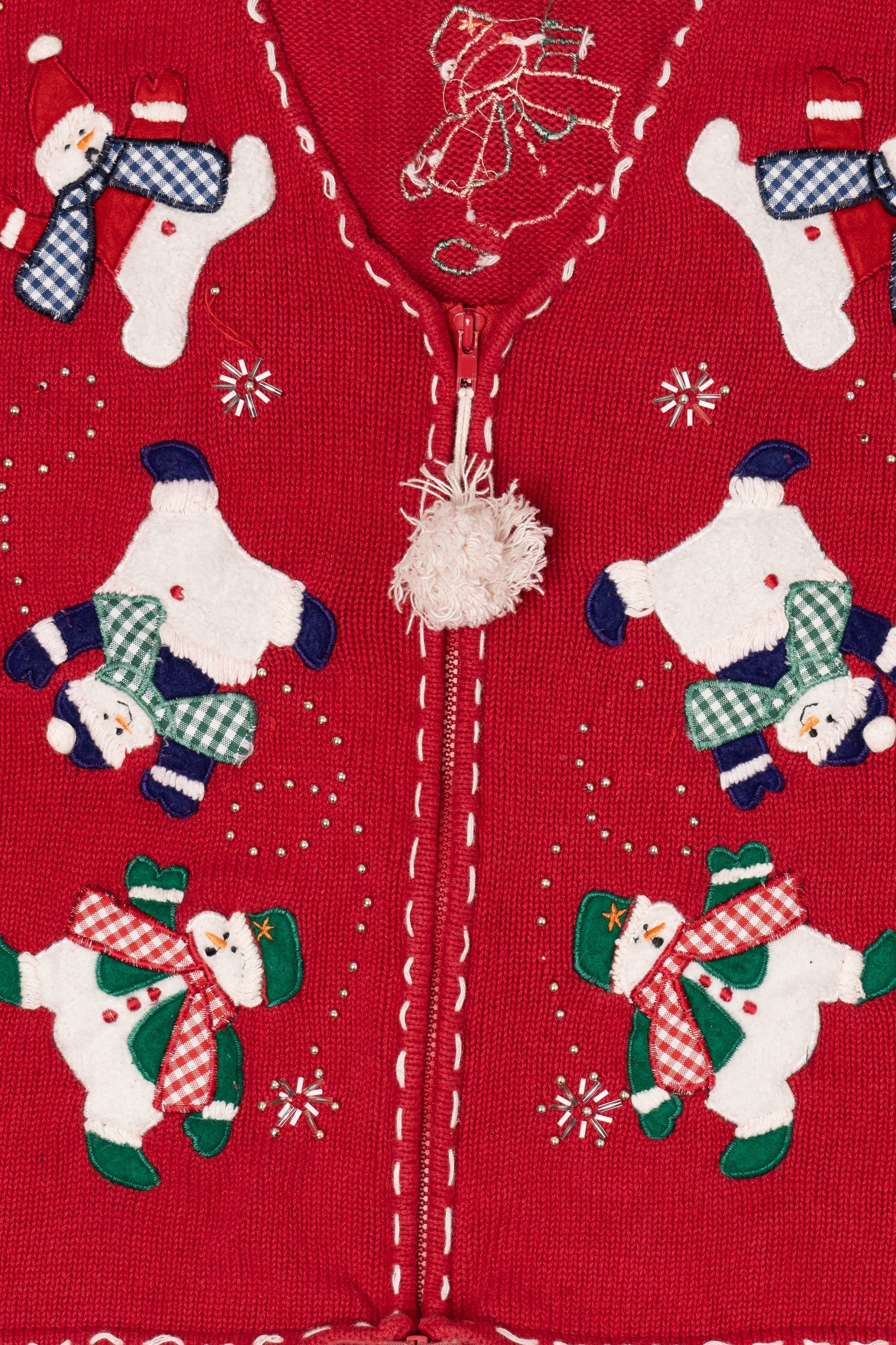 Vintage Red Bobbie Brooks Snowmen Ugly Christmas Vest (1990s)