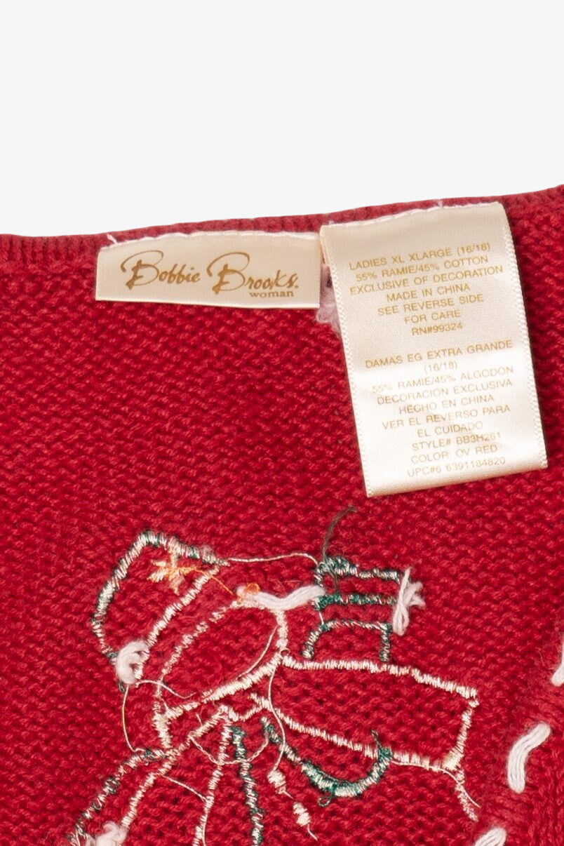 Vintage Red Bobbie Brooks Snowmen Ugly Christmas Vest (1990s)
