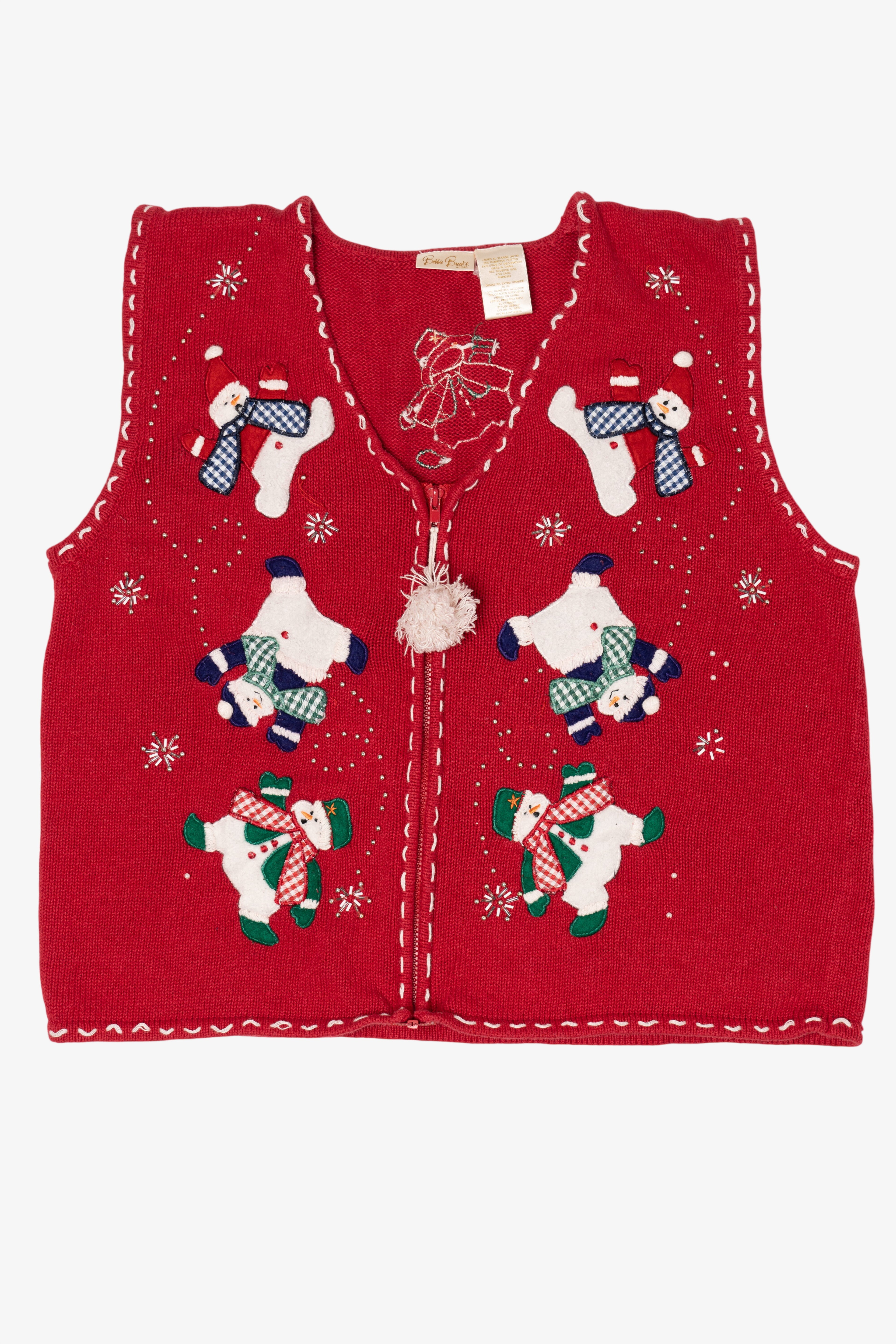 Vintage Red Bobbie Brooks Snowmen Ugly Christmas Vest (1990s)