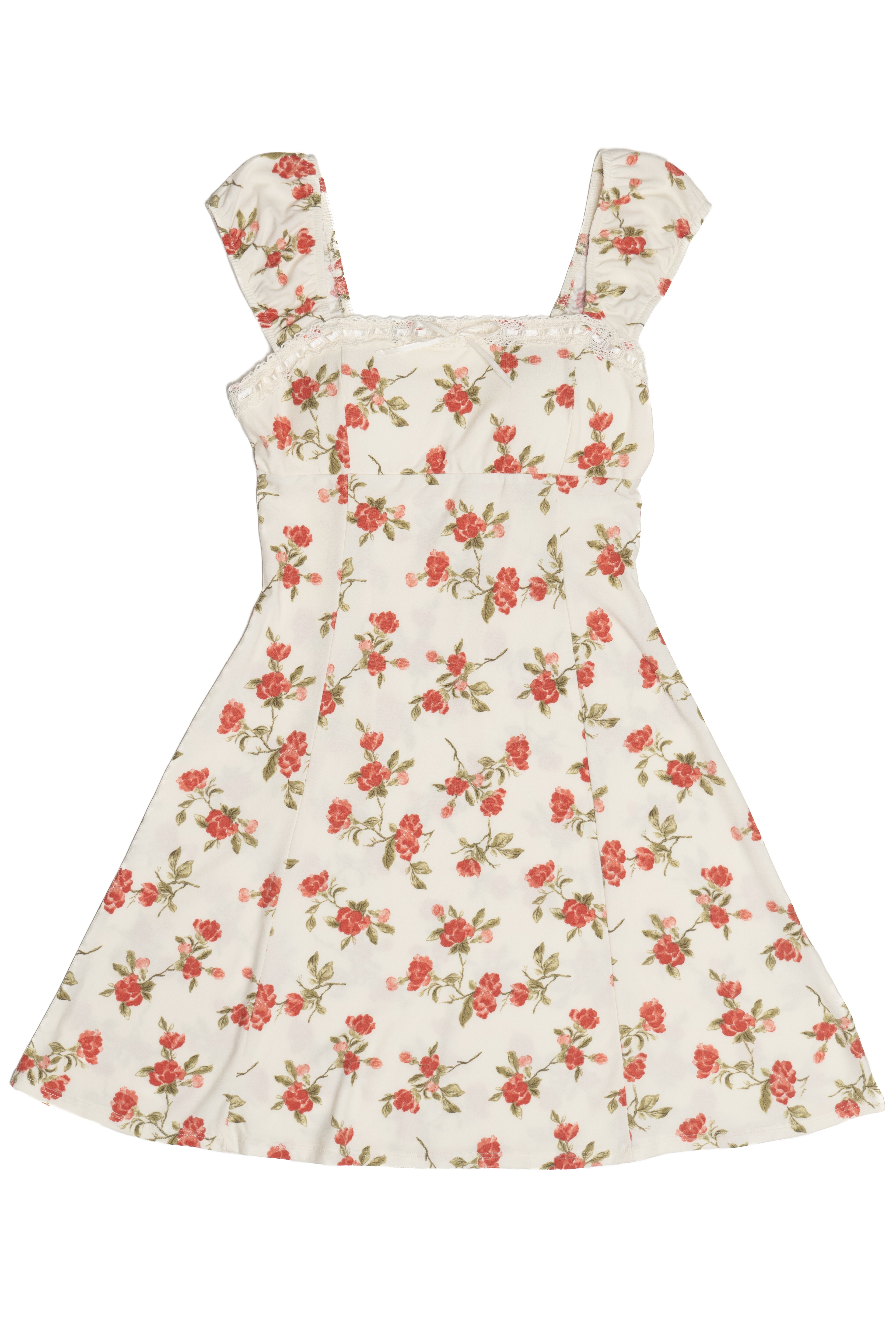 Floral Lace Trim Mini Dress