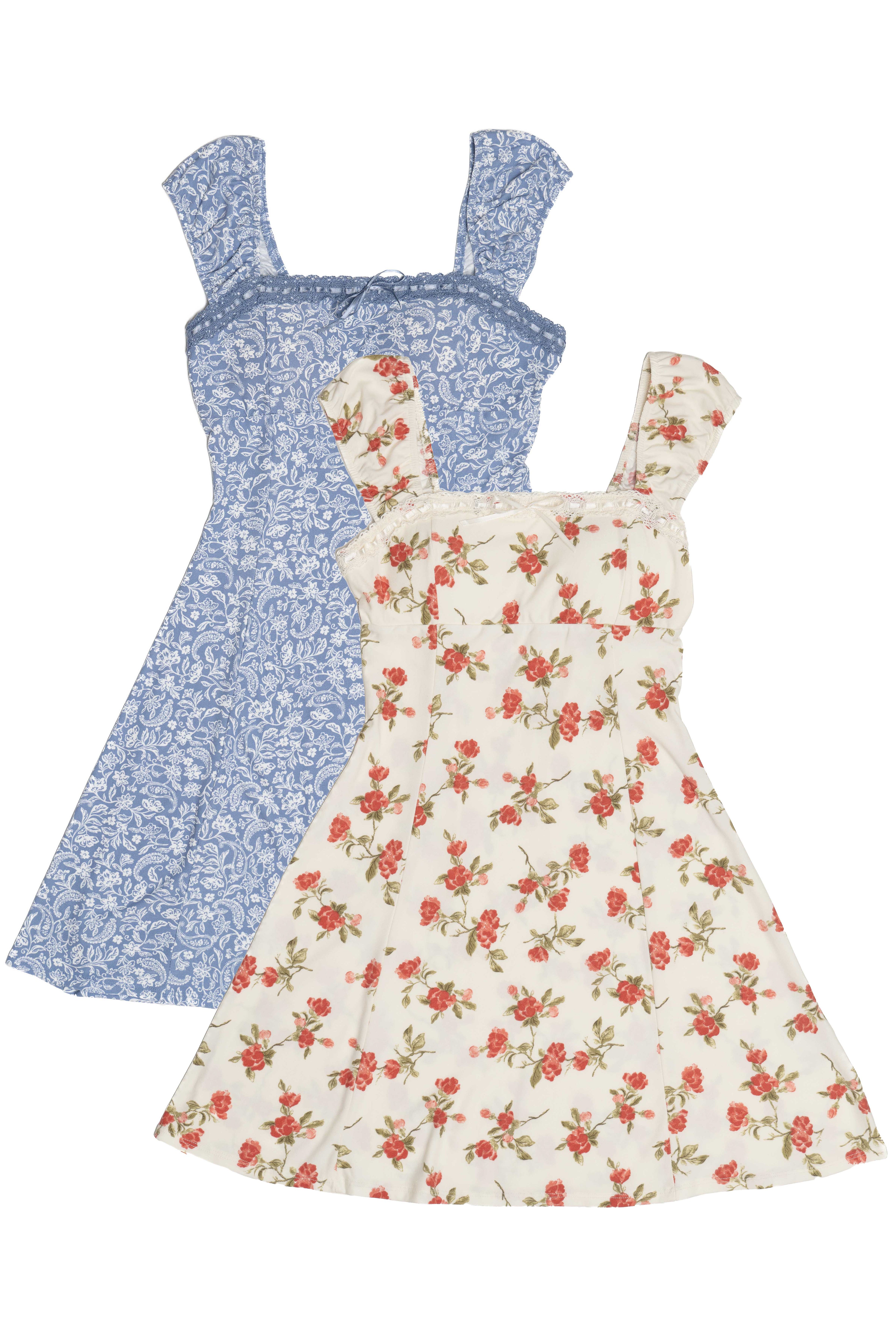 Floral Lace Trim Mini Dress