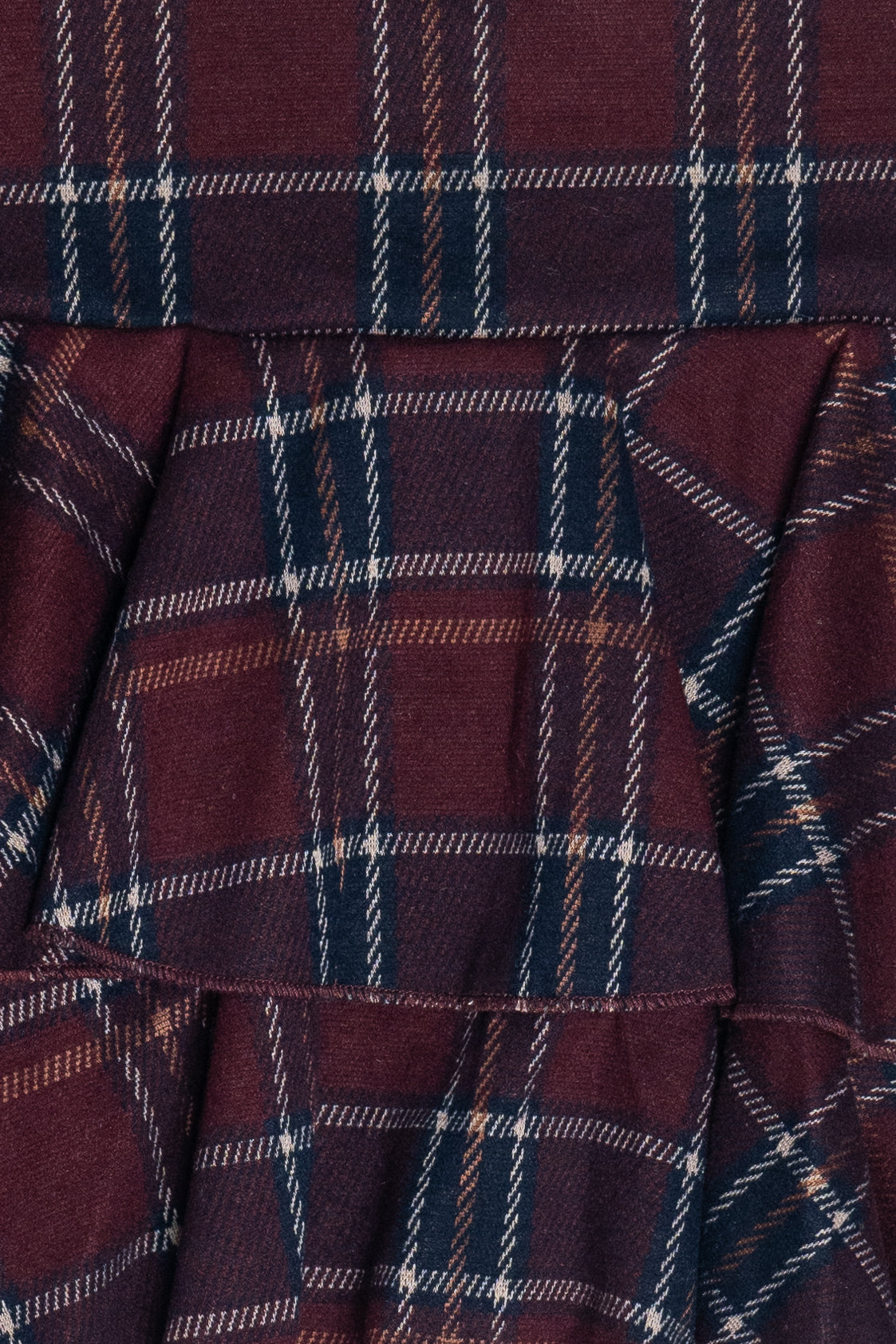 Brushed Plaid Tiered Mini Skort - Burgundy