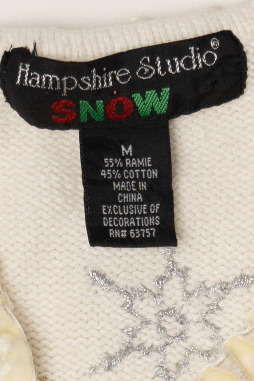 Vintage White Hampshire Studio Snowflakes Ugly Christmas Vest (1990s)