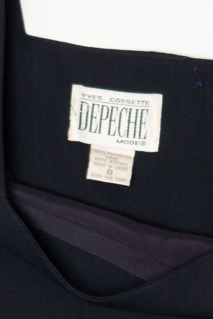 Vintage Black Yves Cossette Depeche Mode Cocktail Dress (1980s)