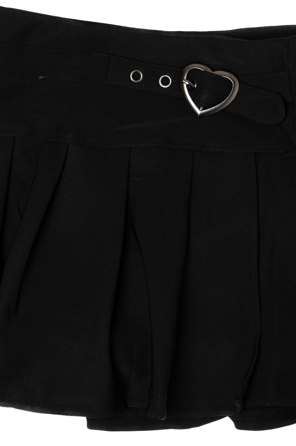Pleated Heart Buckle Mini Skort