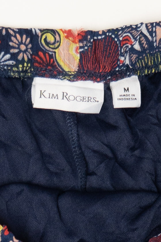 Navy Blue Kim Rogers Floral Maxi Skirt (2010s)