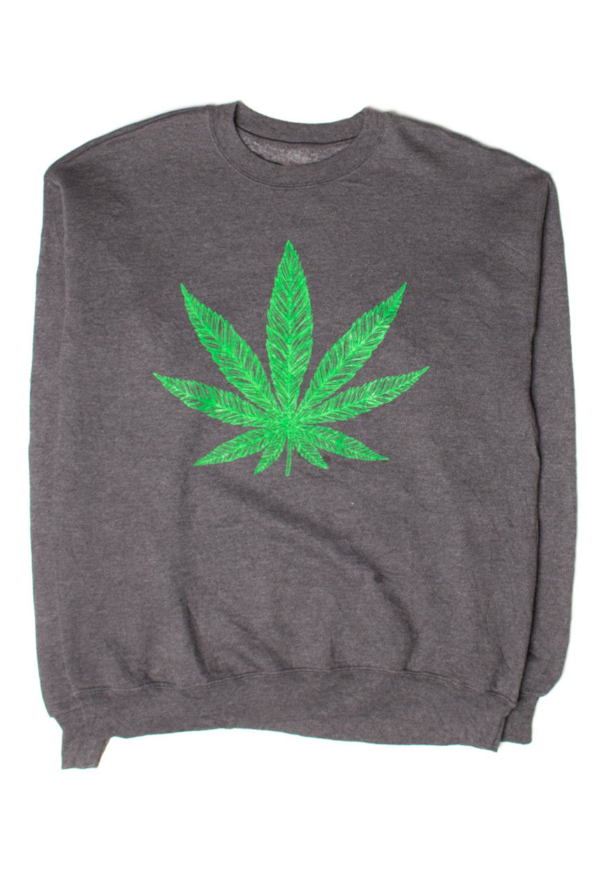 Ragstock Screen Printed Weed Leaf Vintage Sweatshirt