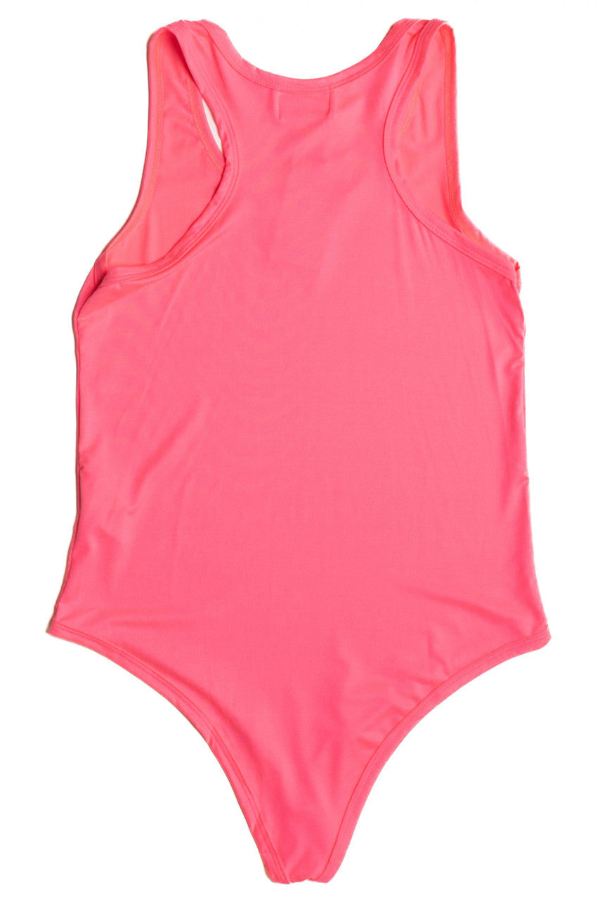 Neon Pink Solid Racerback Bodysuit