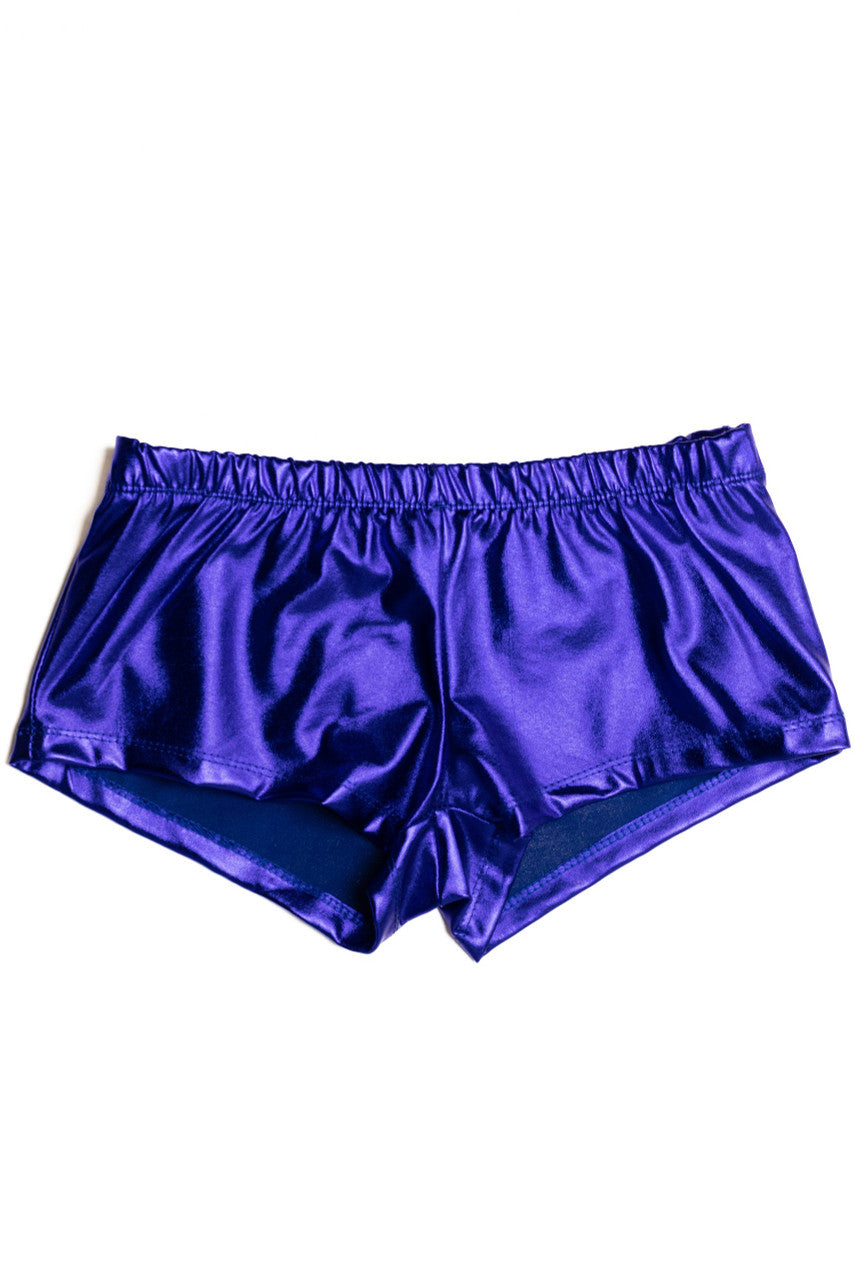 Blue Metallic Short Shorts