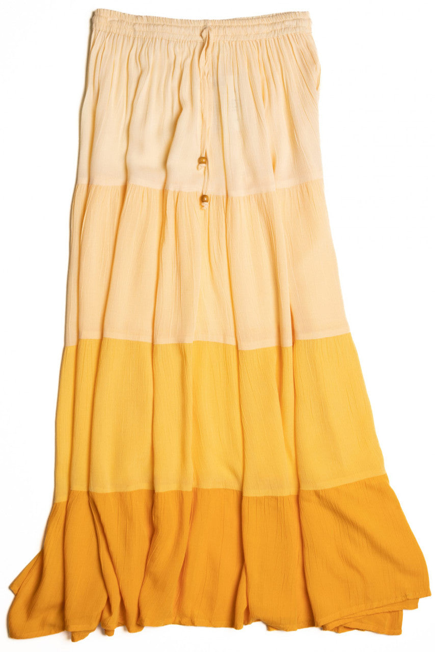 Rayon Gauze Solid Tiered Maxi Skirt