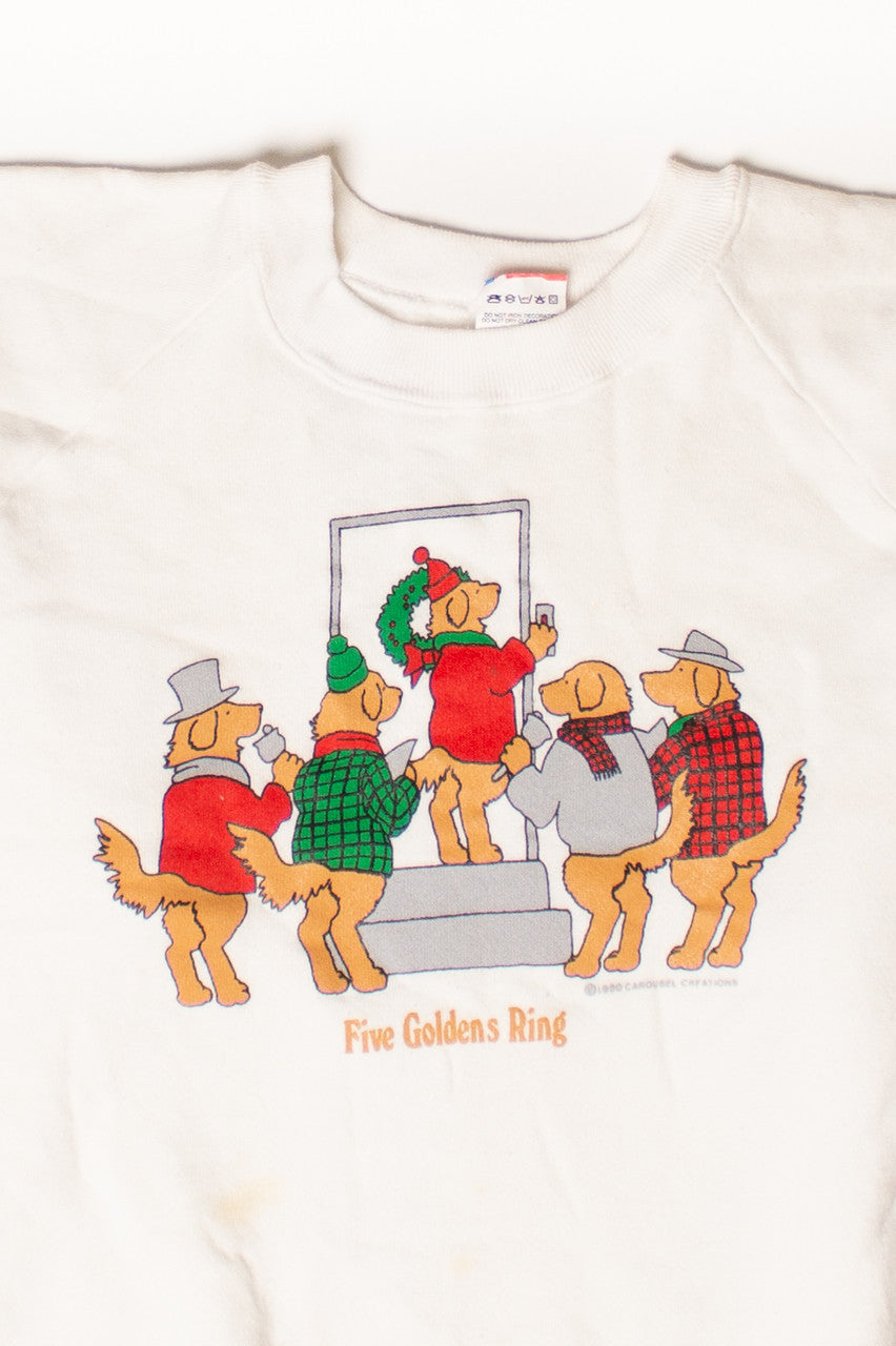 Vintage Golden Retriever Funny Christmas Sweatshirt (1990s)