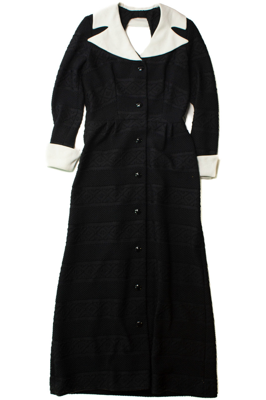 Vintage Goth Button Front Dress (1970s)