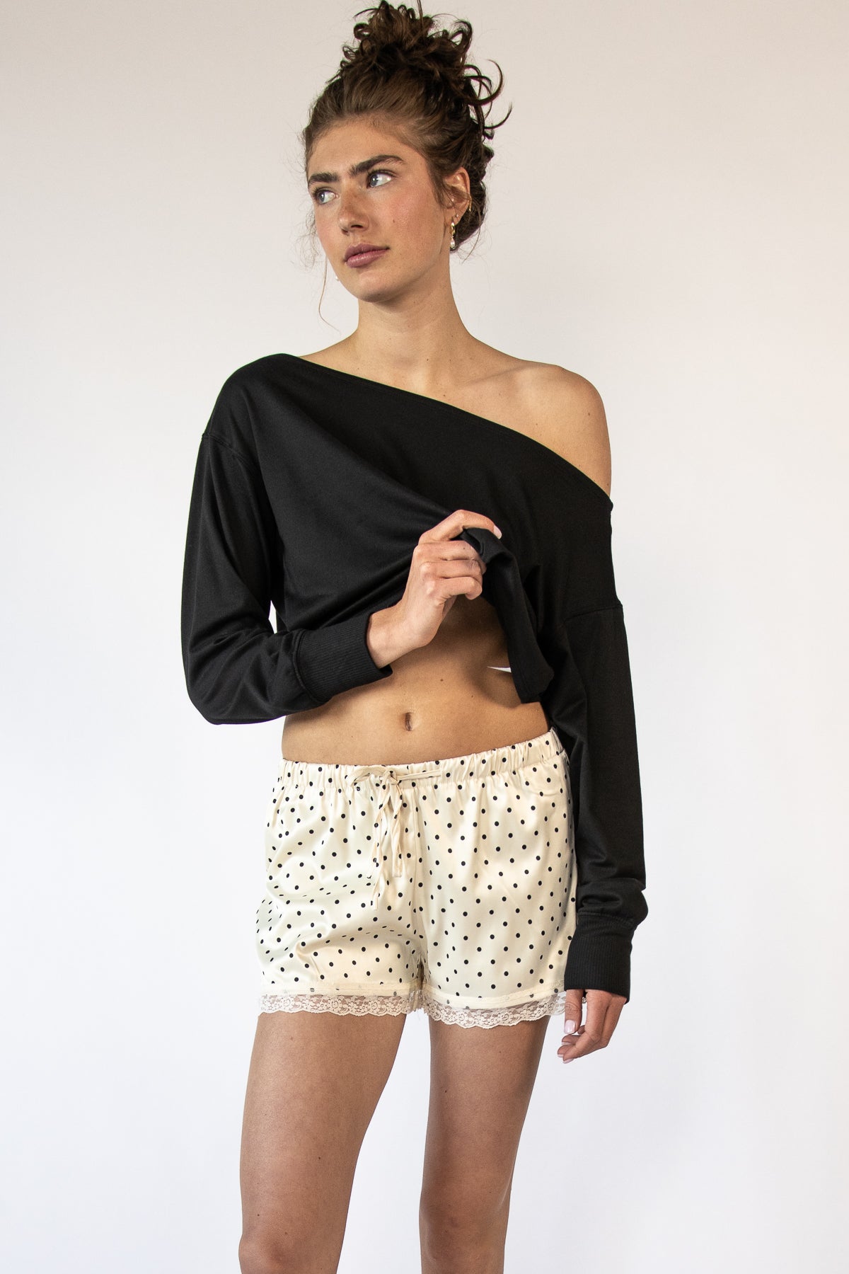 Satin Short With Lace Trim