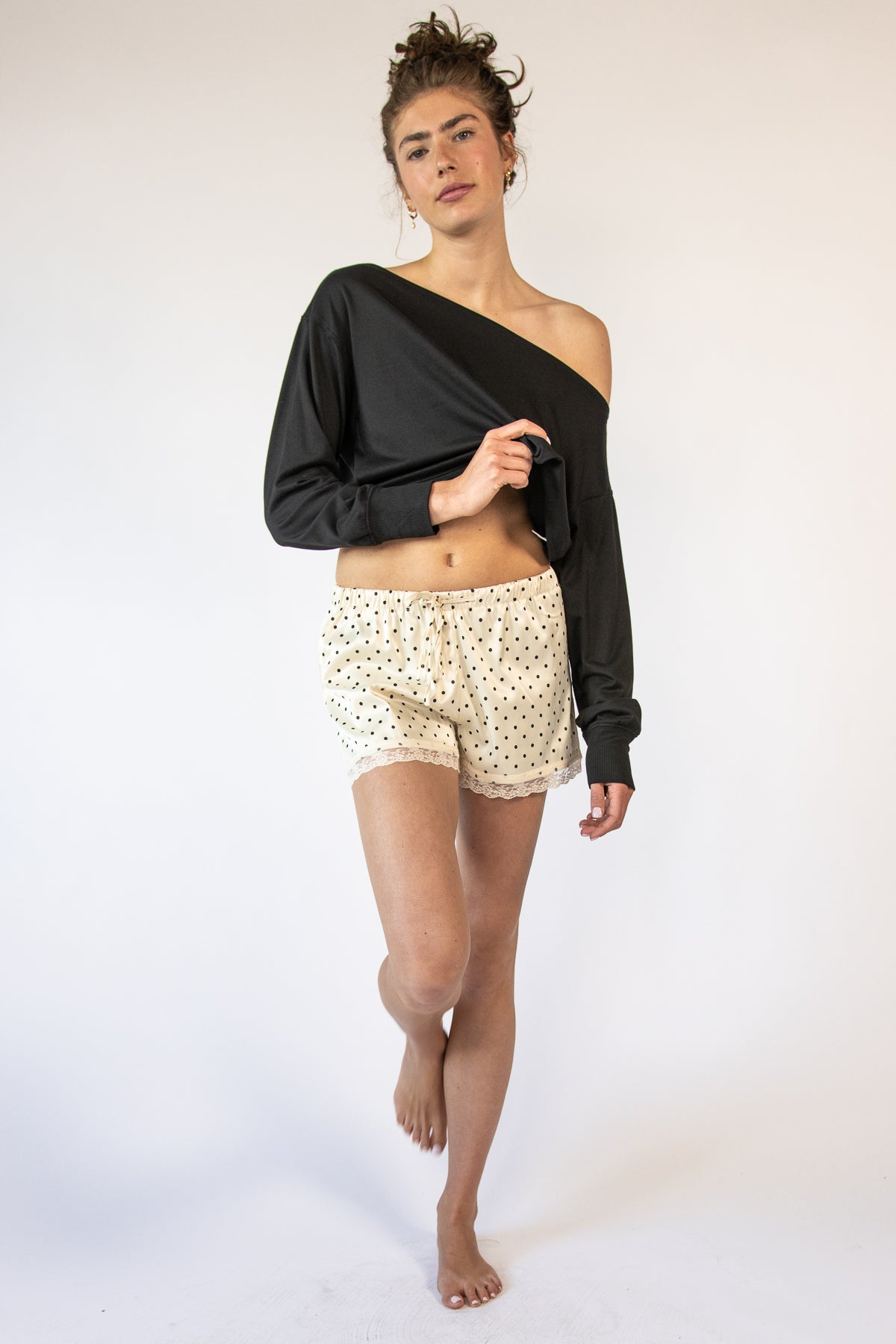 Satin Short With Lace Trim