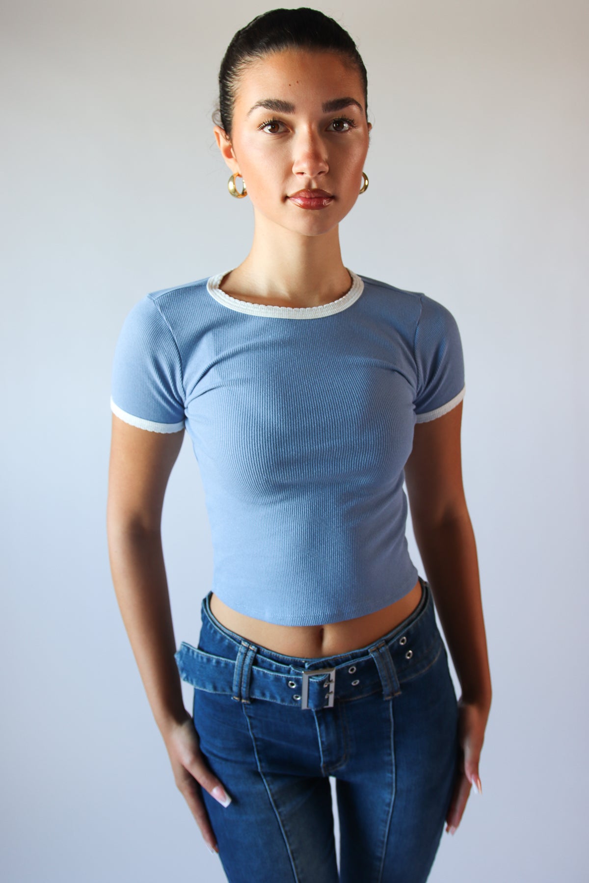 Scallop Edge Contrast Ringer Tee