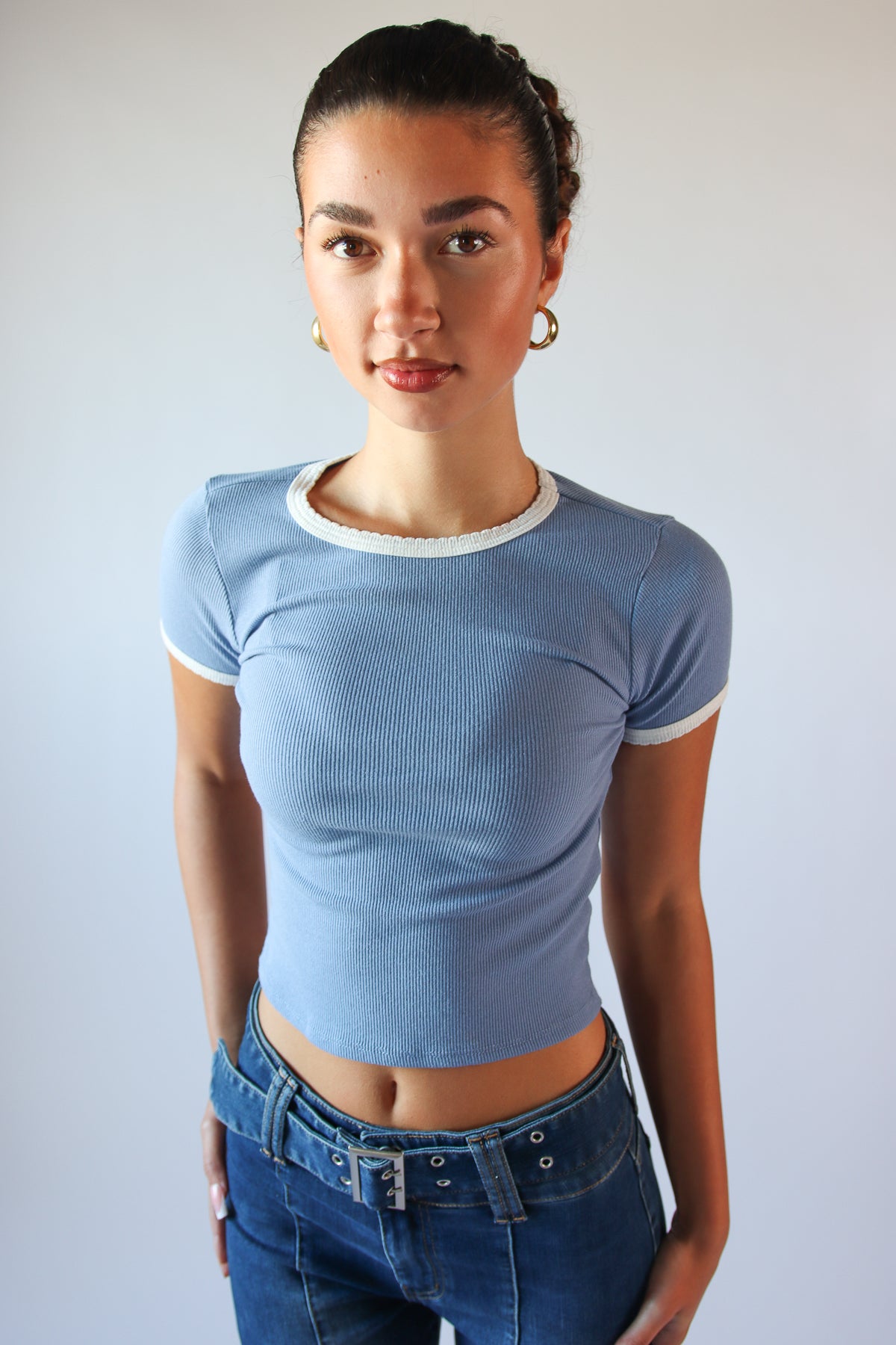 Scallop Edge Contrast Ringer Tee