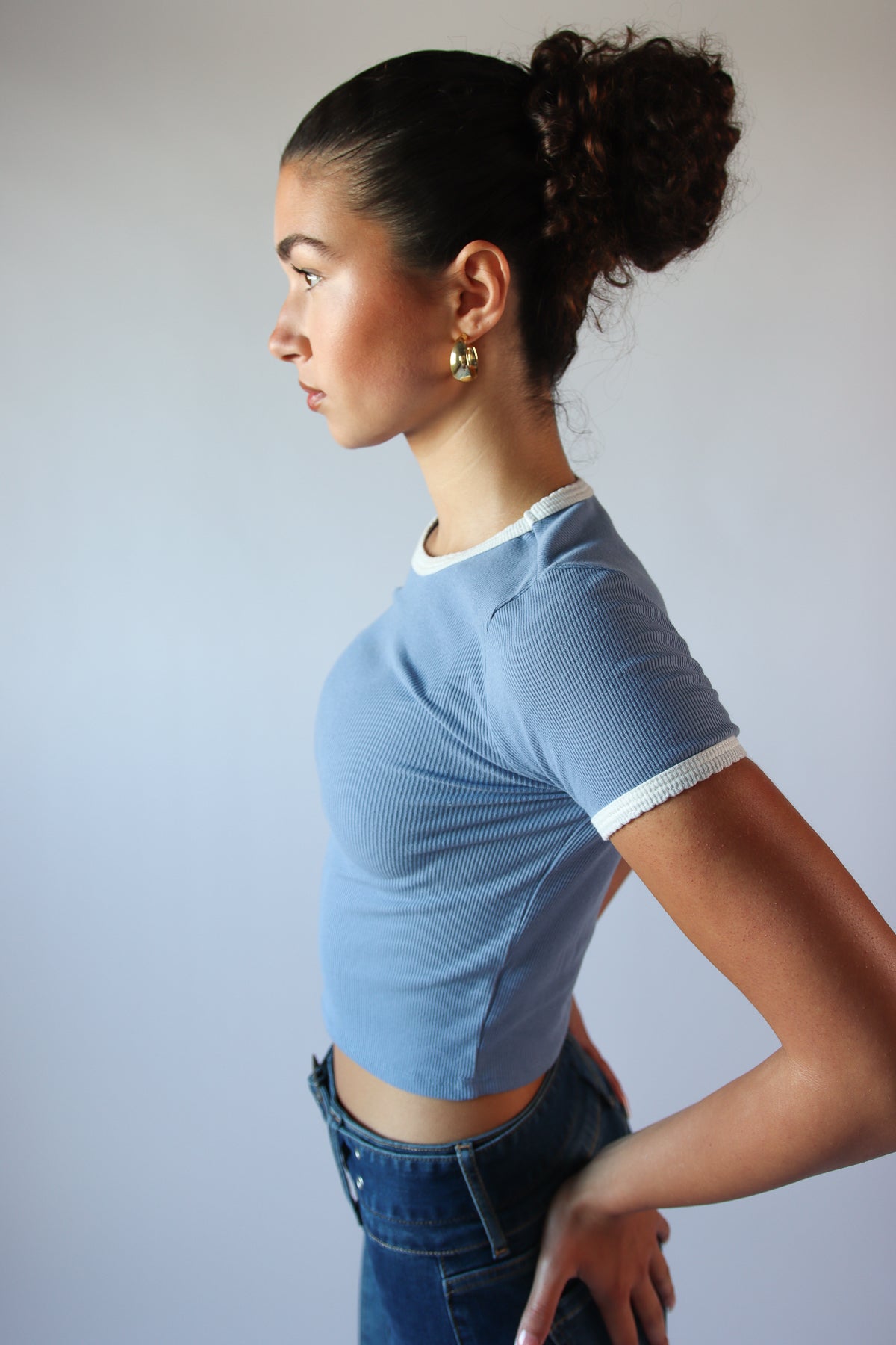 Scallop Edge Contrast Ringer Tee