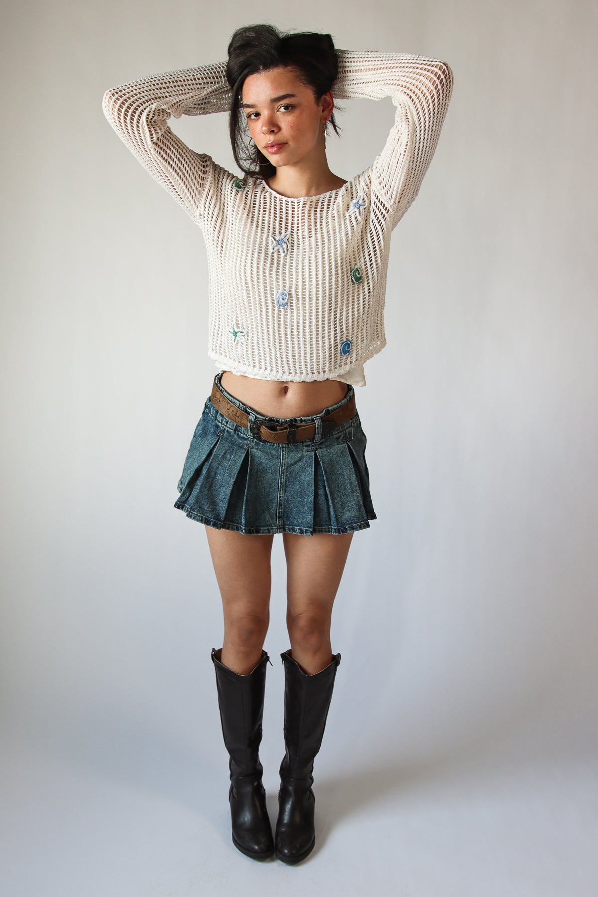 Seaside Crochet Mesh Sweater