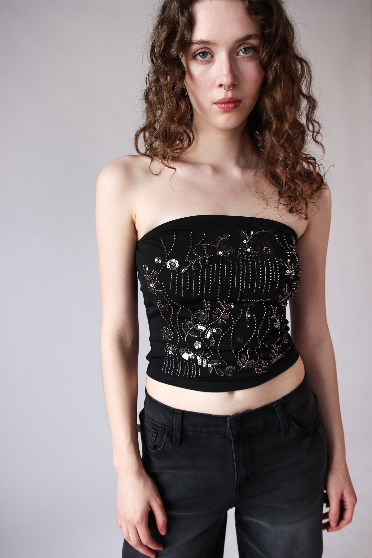 Sequin Beaded Tube Top