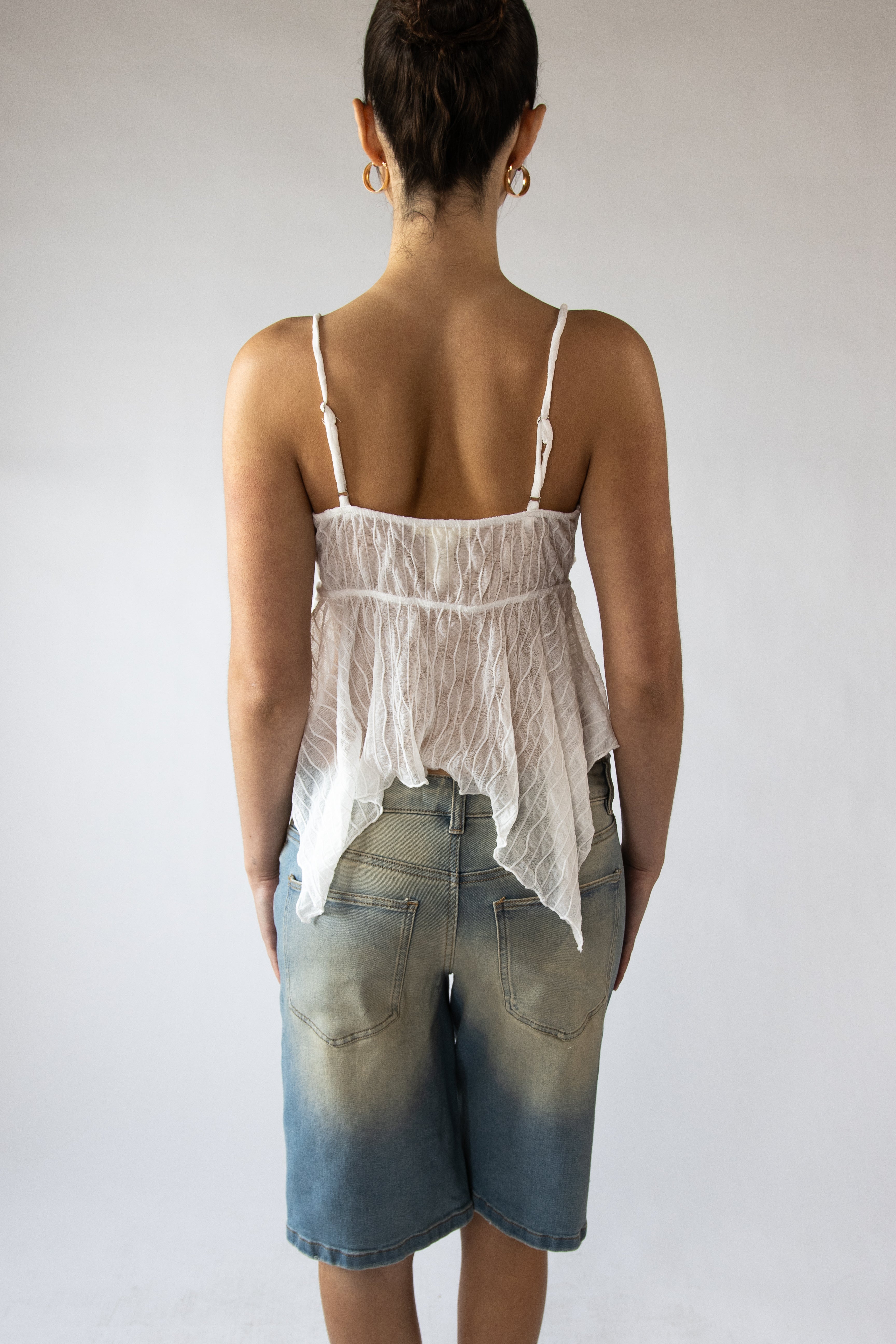 Mesh Hanky Hem Babydoll Cami