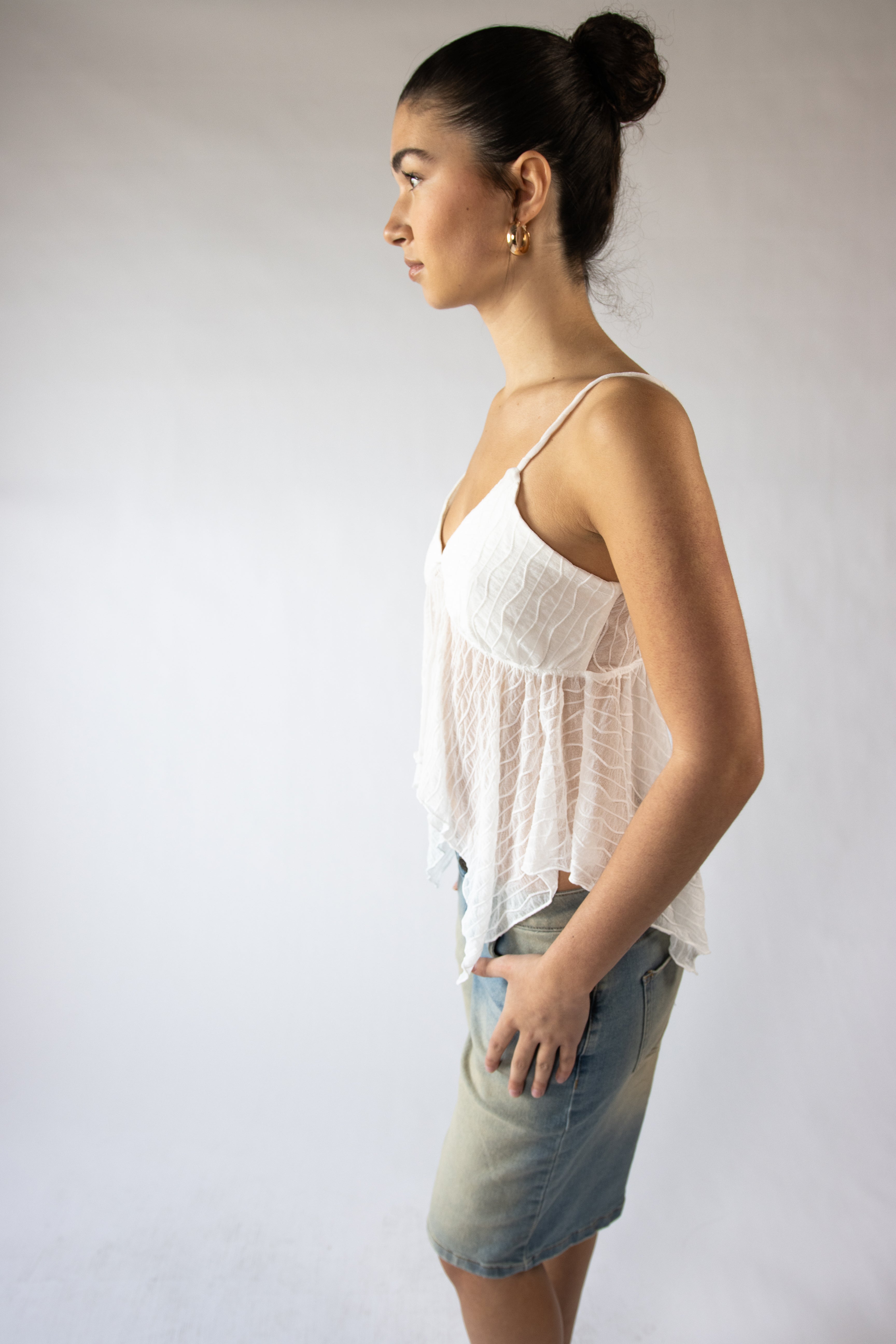 Mesh Hanky Hem Babydoll Cami