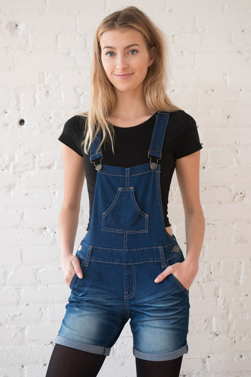 Blue Denim Overall Shorts
