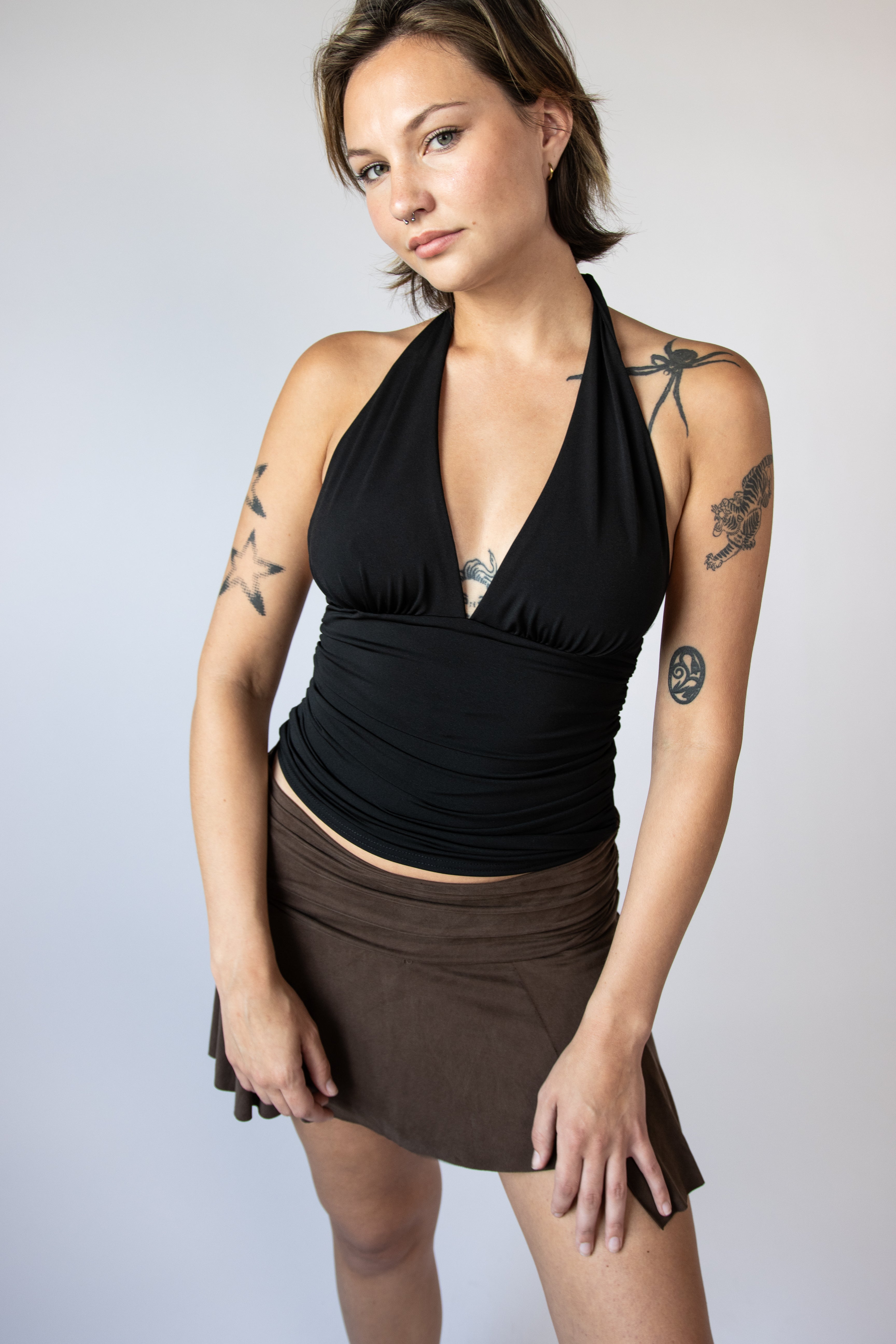 Side Ruched Halter Top
