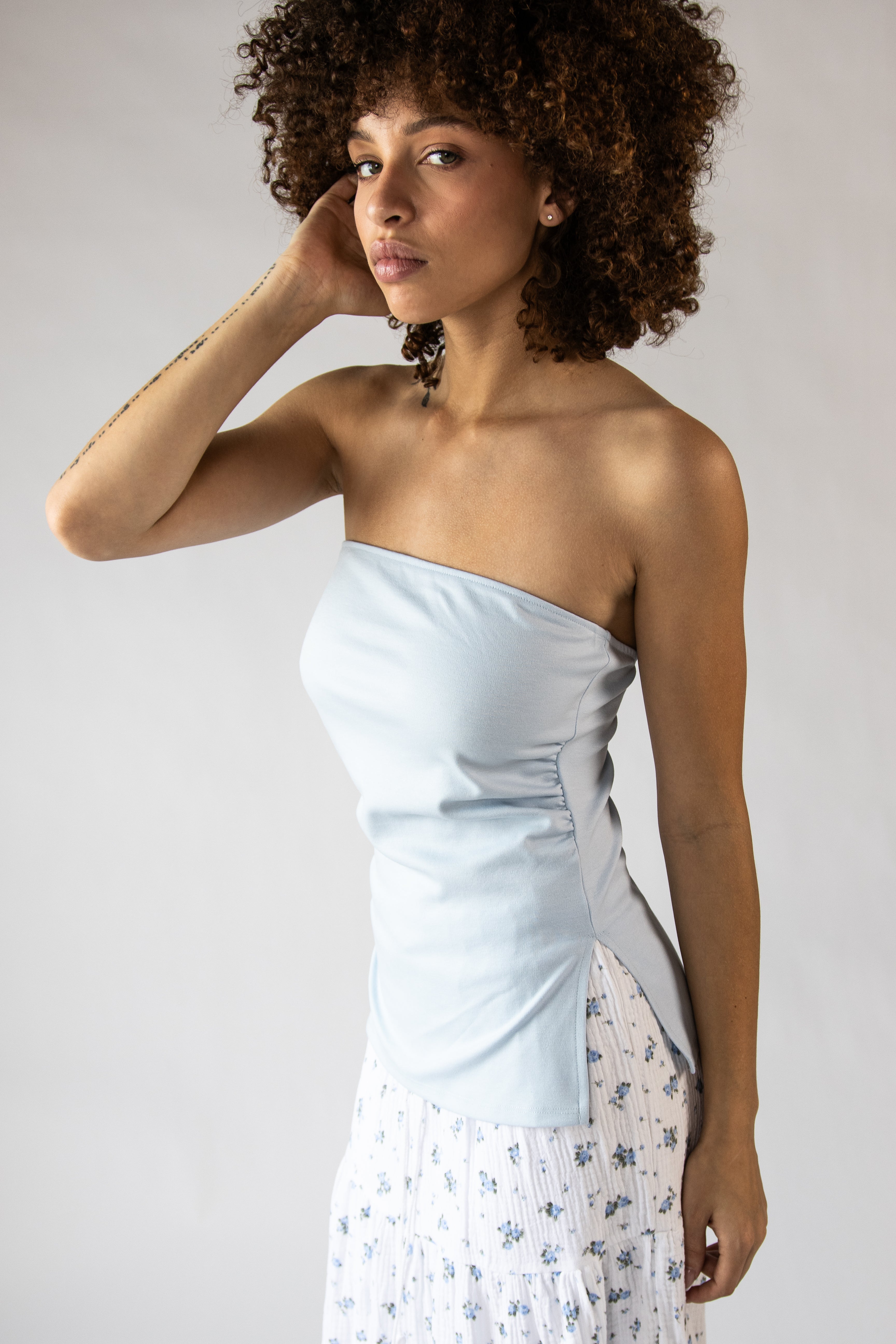 Side Ruched Tube Top