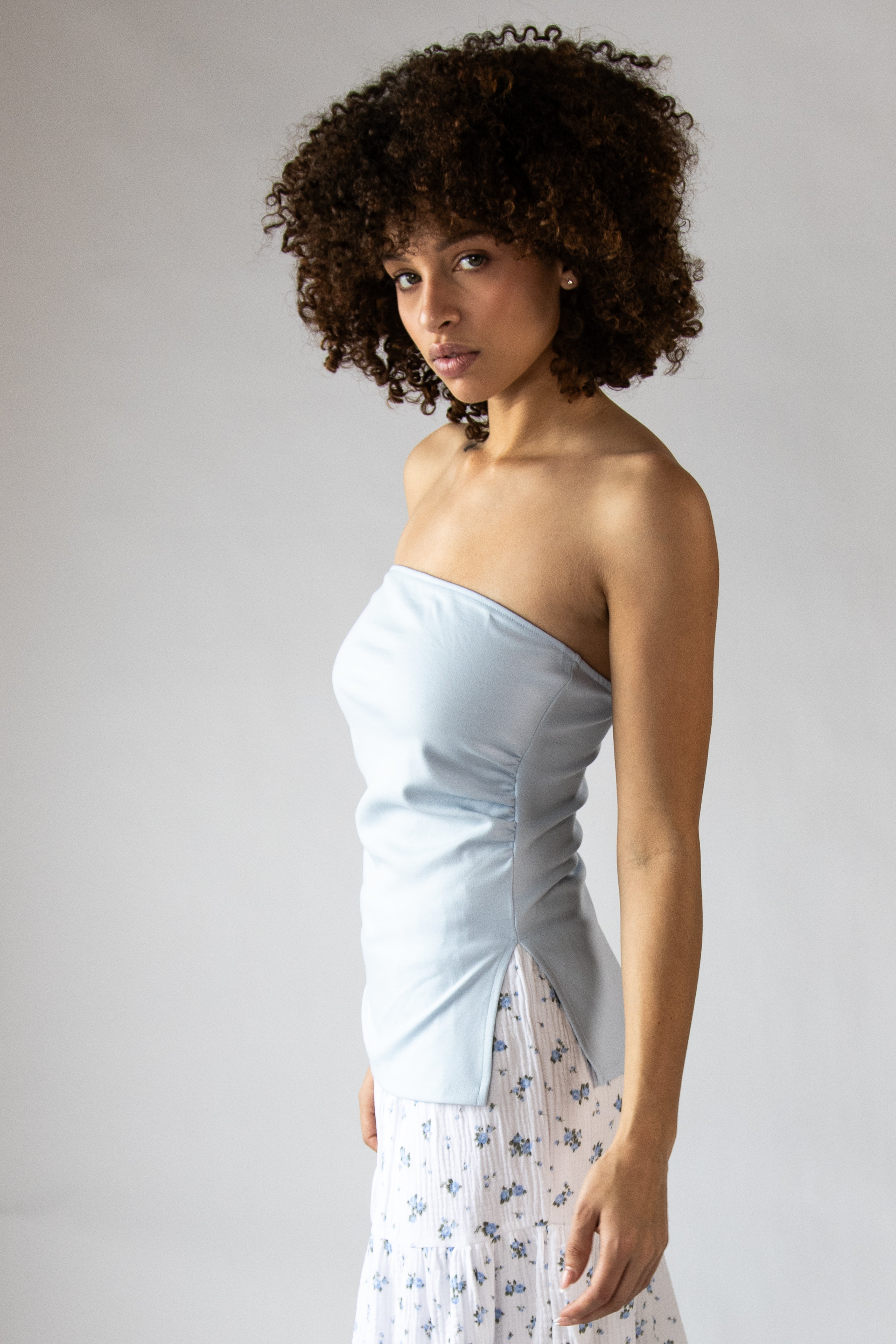 Side Ruched Tube Top