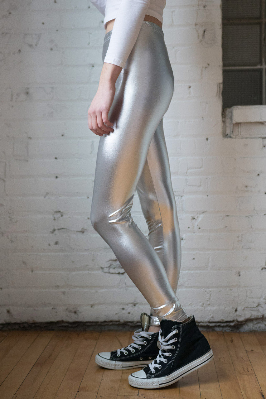 Silver Metallic Leggings