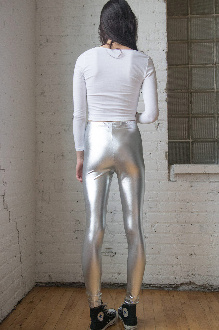 Silver Metallic Leggings