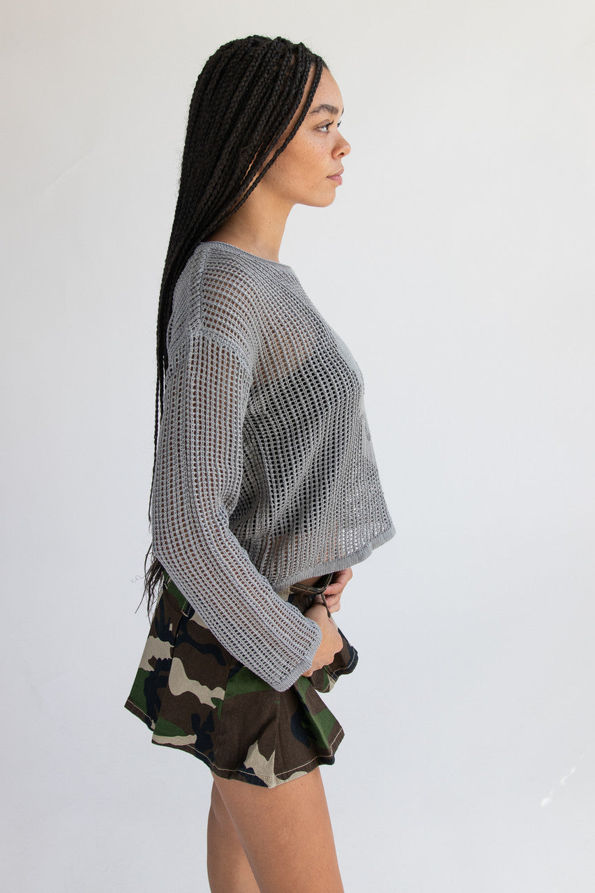 Mesh Stitch Skull Sweater