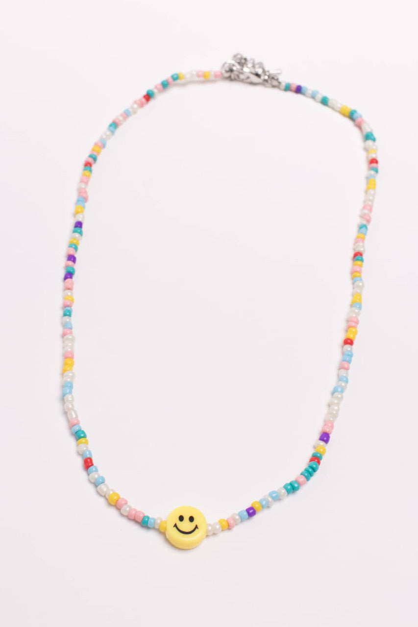 Smiley Face Seed Bead Necklace