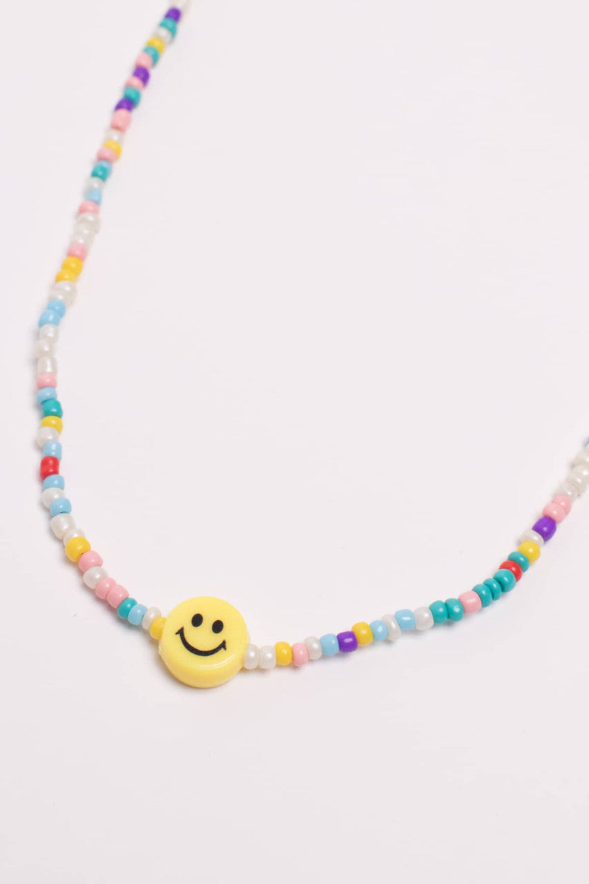 Smiley Face Seed Bead Necklace
