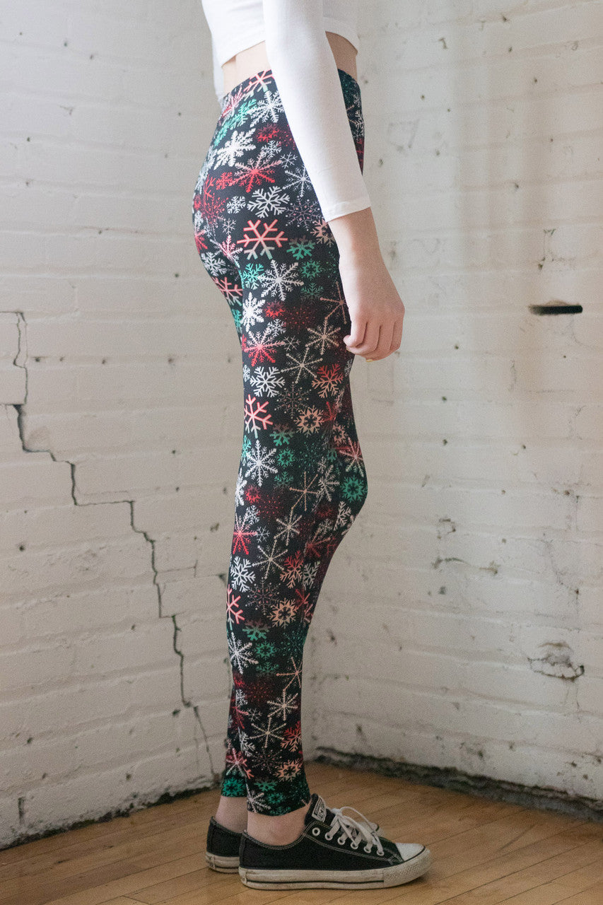 Red & Green Snowflake Leggings