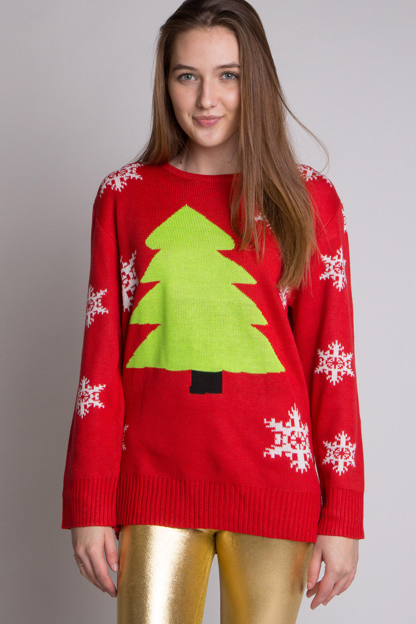 Tree & Snow Ugly Christmas Sweater