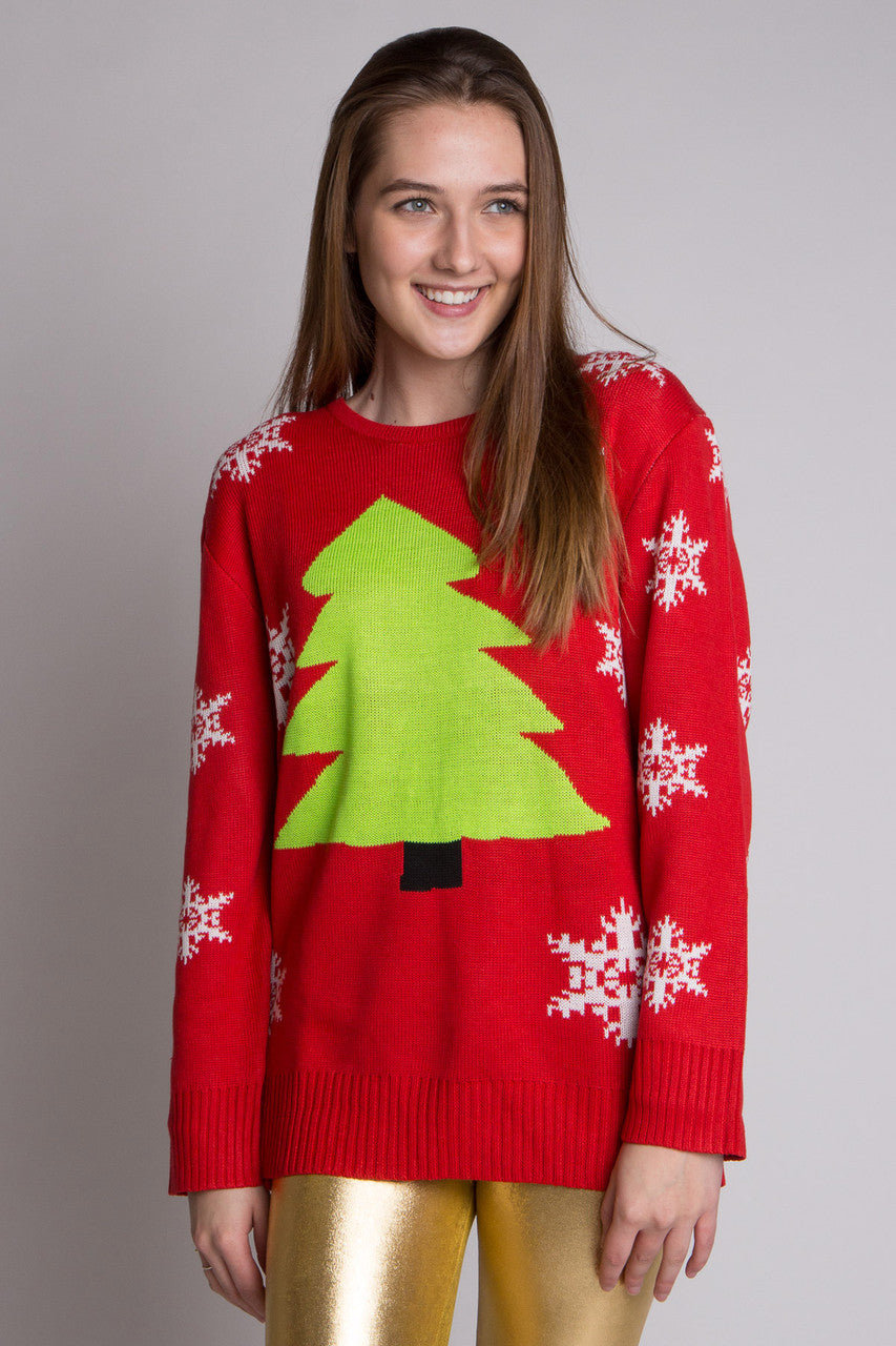 Tree & Snow Ugly Christmas Sweater